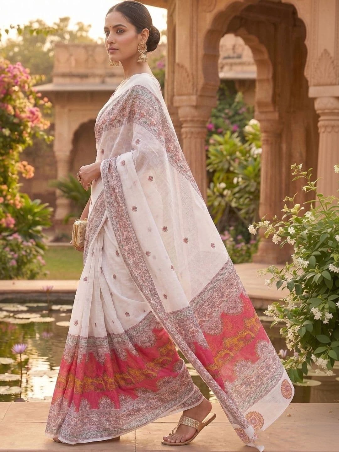 BORAD FASHION Designer Chanderi Saree thumbnail 4
