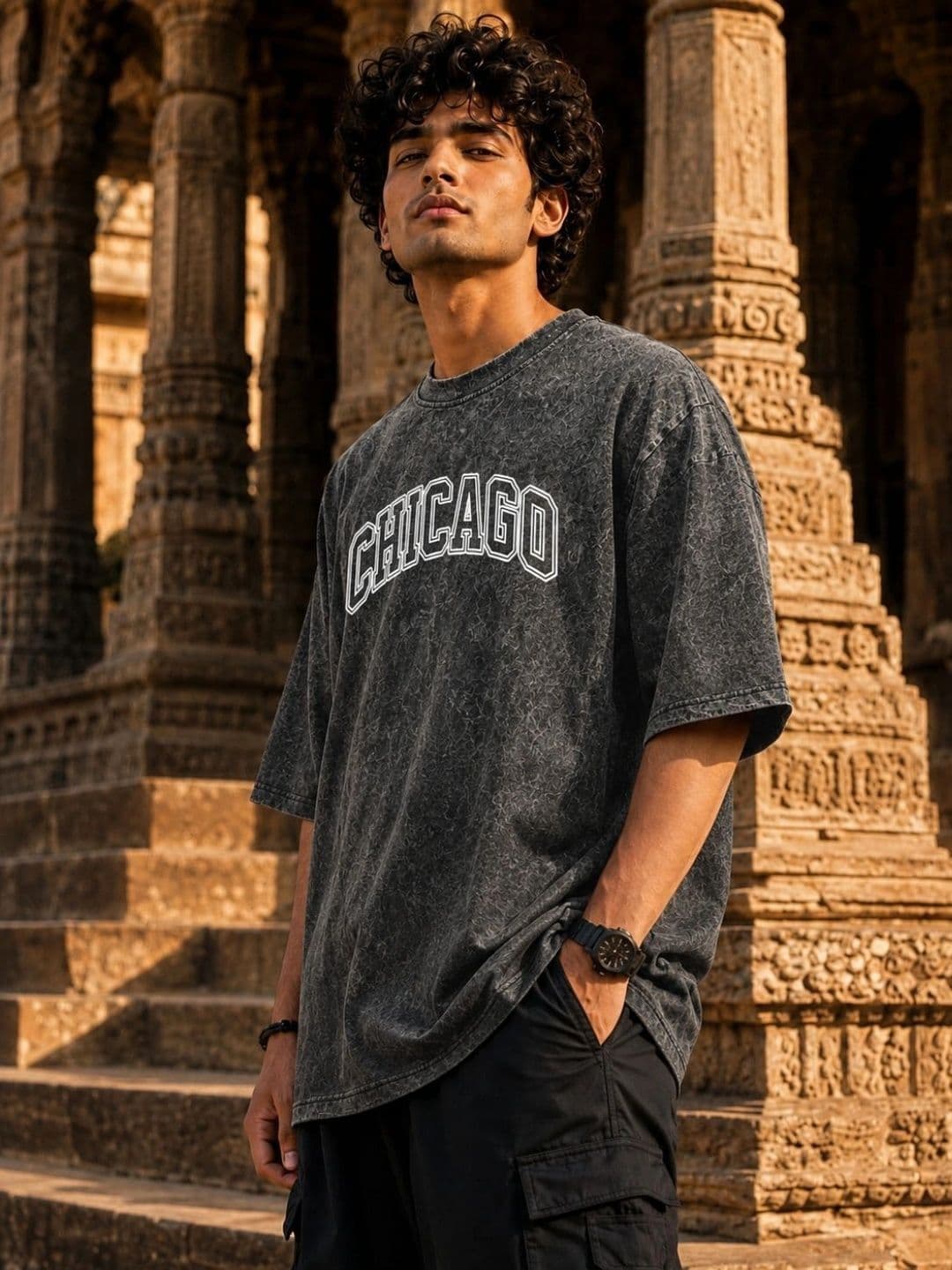 VELS CLOTHING Men Typography Printed Drop-Shoulder Sleeves Bio Finish T-shirt thumbnail 4