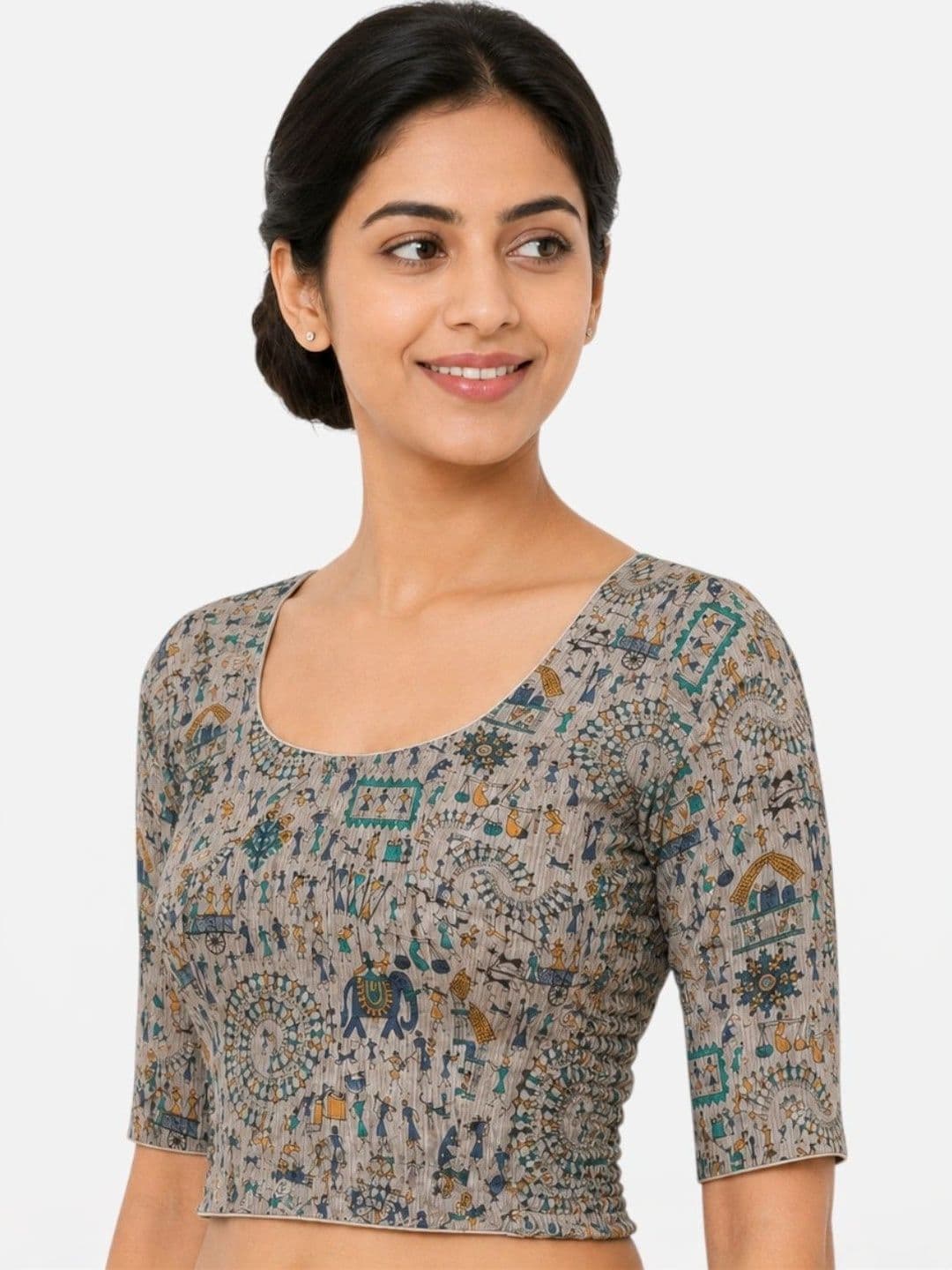 Biyu Cotton Printed Saree Blouse thumbnail 4