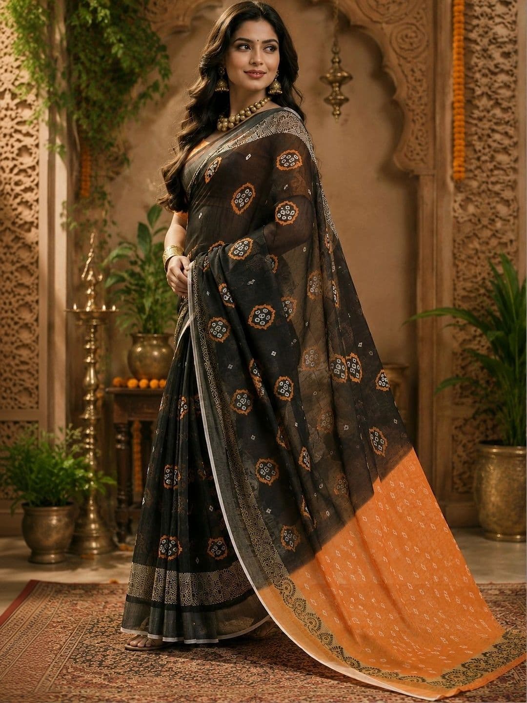 BORAD FASHION Bandhani Designer Chanderi Saree thumbnail 2