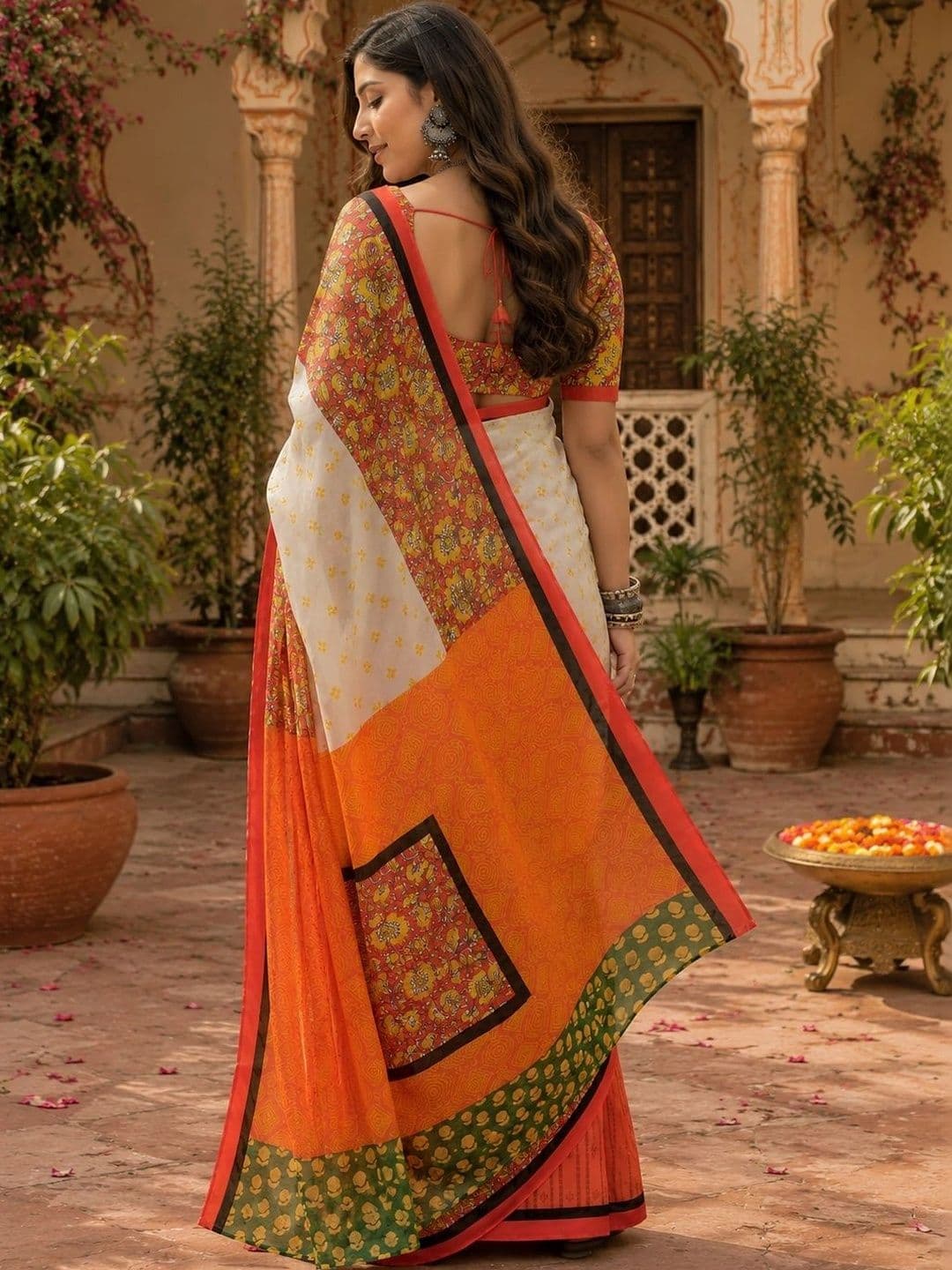 BORAD FASHION Floral Designer Chanderi Saree thumbnail 2