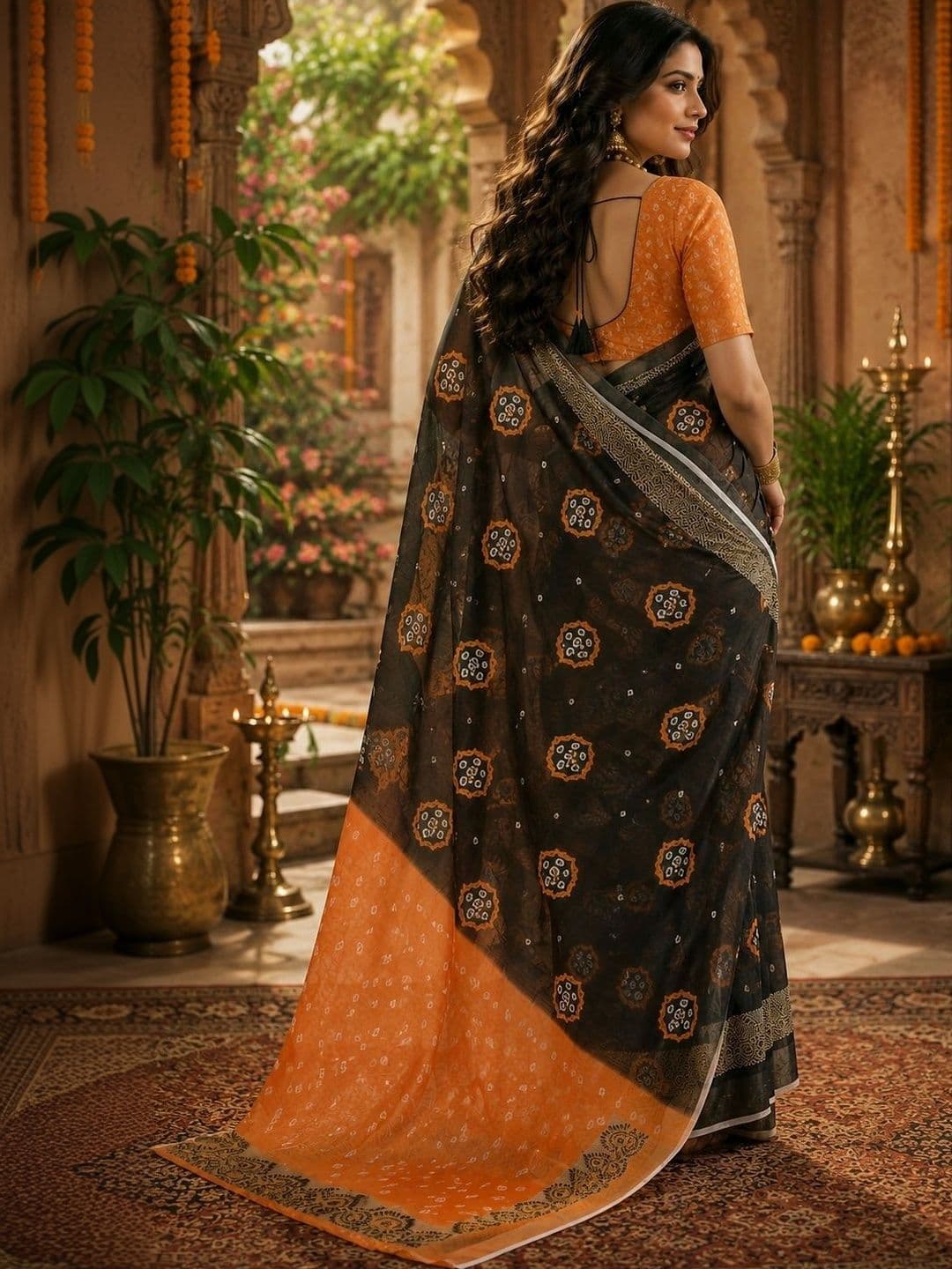 BORAD FASHION Bandhani Designer Chanderi Saree thumbnail 4