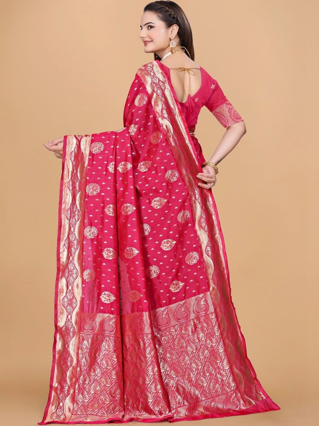 revika Woven Design Zari Art Silk Designer Kanjeevaram Saree thumbnail 4