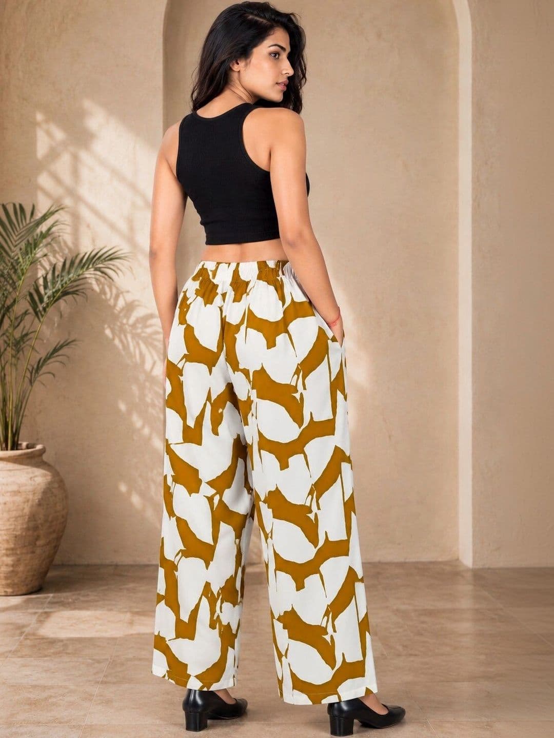 VSP CREATION Women Printed Chambray Palazzos thumbnail 4