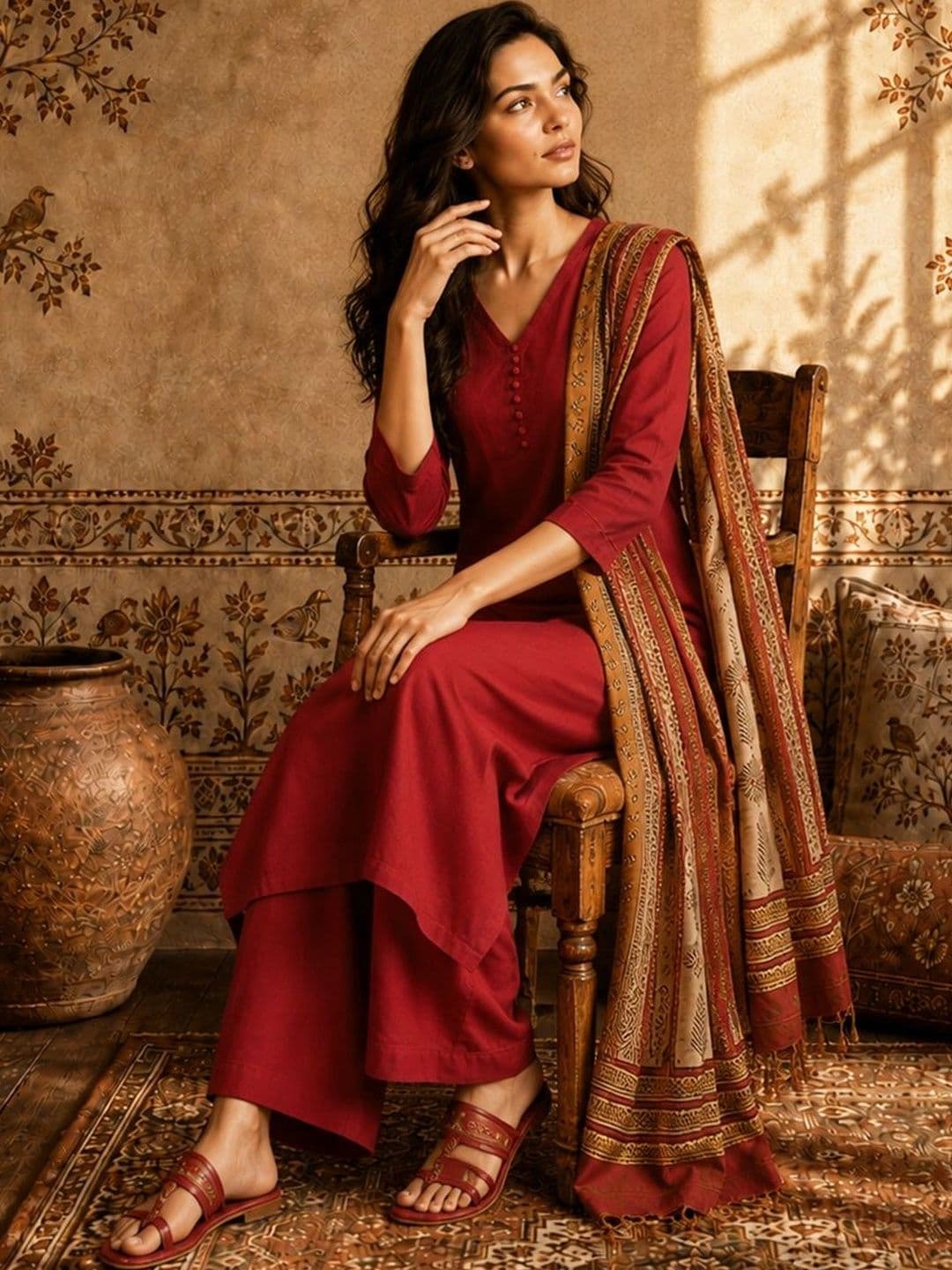 Anouk Women Regular Kurta with Palazzos & With Dupatta thumbnail 4