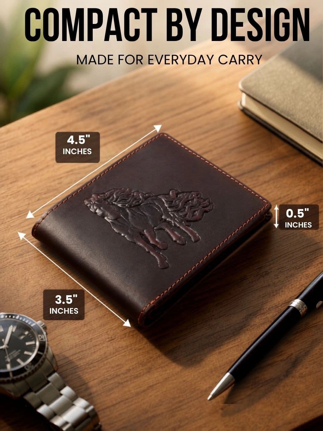 OAKLYN Men Animal Textured Leather Two Fold Wallet thumbnail 3