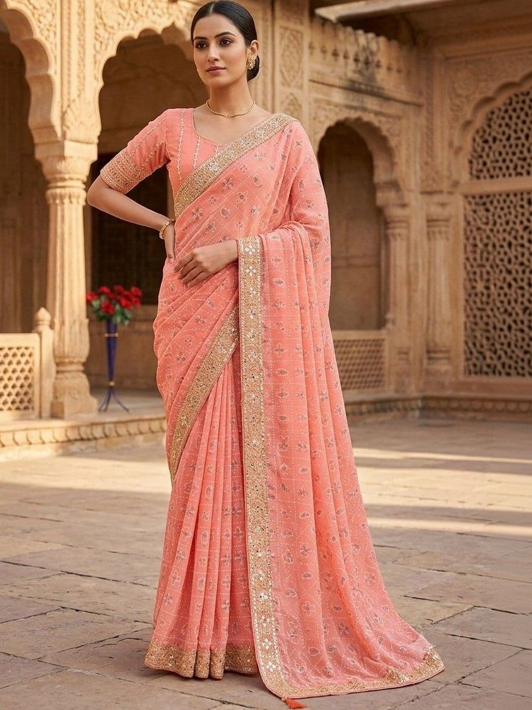 SmileyFashion Bandhani Embroidered Art Silk Designer Bandhani Saree - view 1
