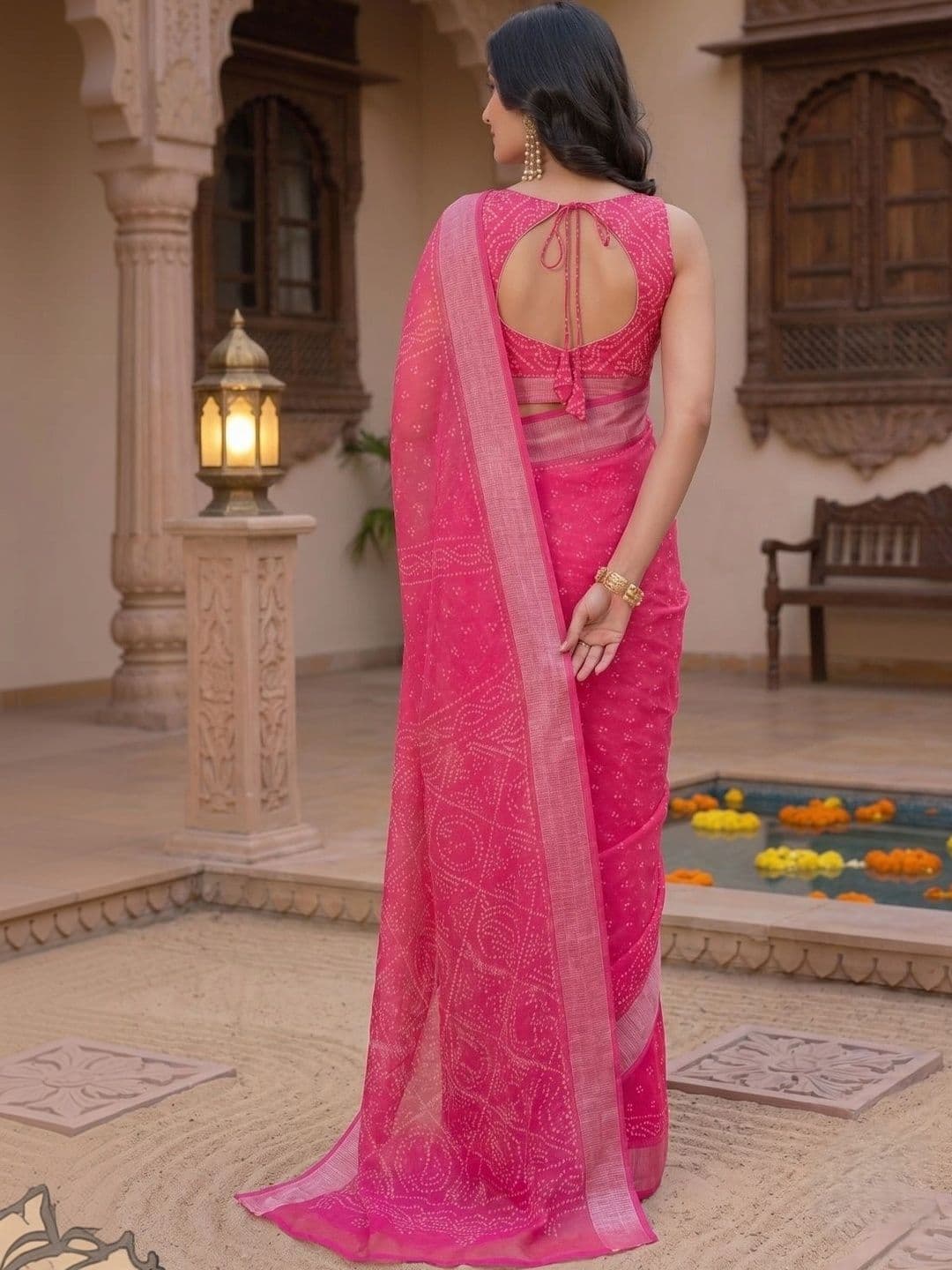 BORAD FASHION Bandhani Designer Chanderi Saree thumbnail 4