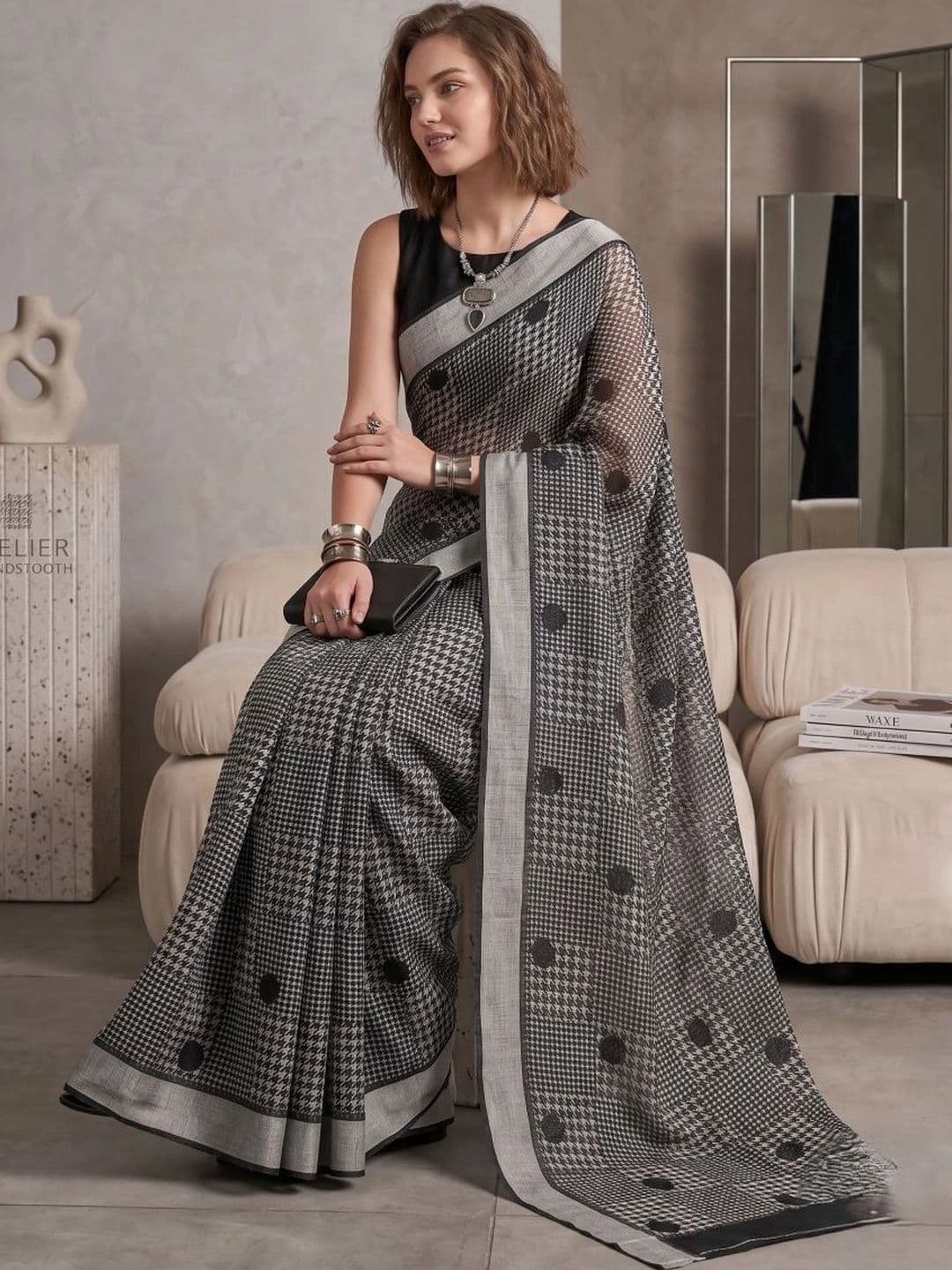 BORAD FASHION Designer Chanderi Saree thumbnail 2