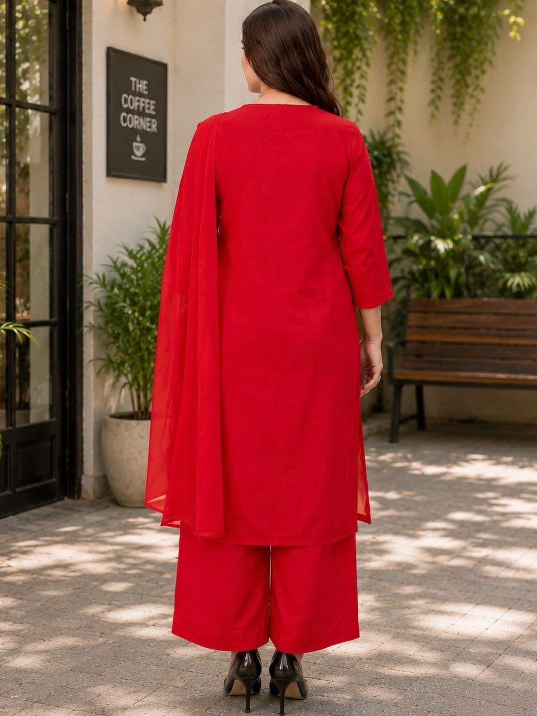 SZN Women Ethnic Motifs Embroidered Regular Thread Work Kurta with Palazzos & With Dupatta thumbnail 6