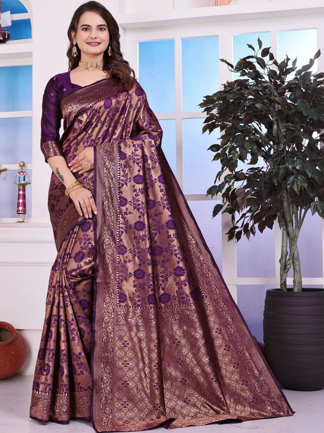 revika Woven Design Zari Art Silk Designer Kanjeevaram Saree - view 1