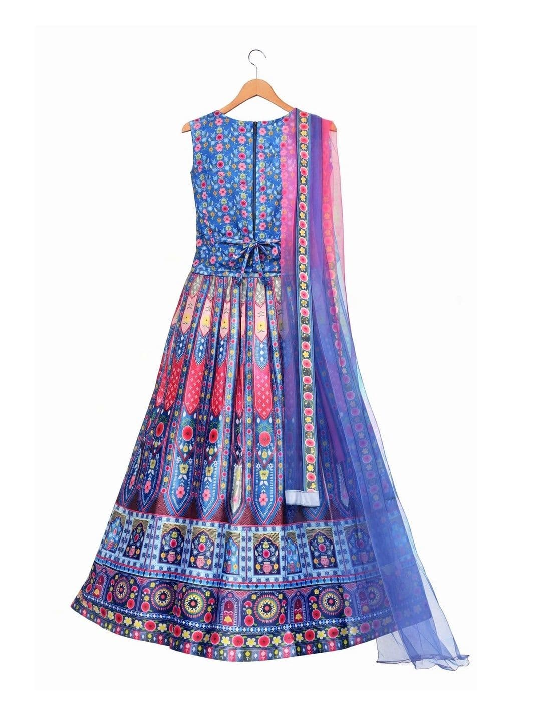 BAESD Girls Printed Mirror Work Ready to Wear Lehenga & Blouse thumbnail 3