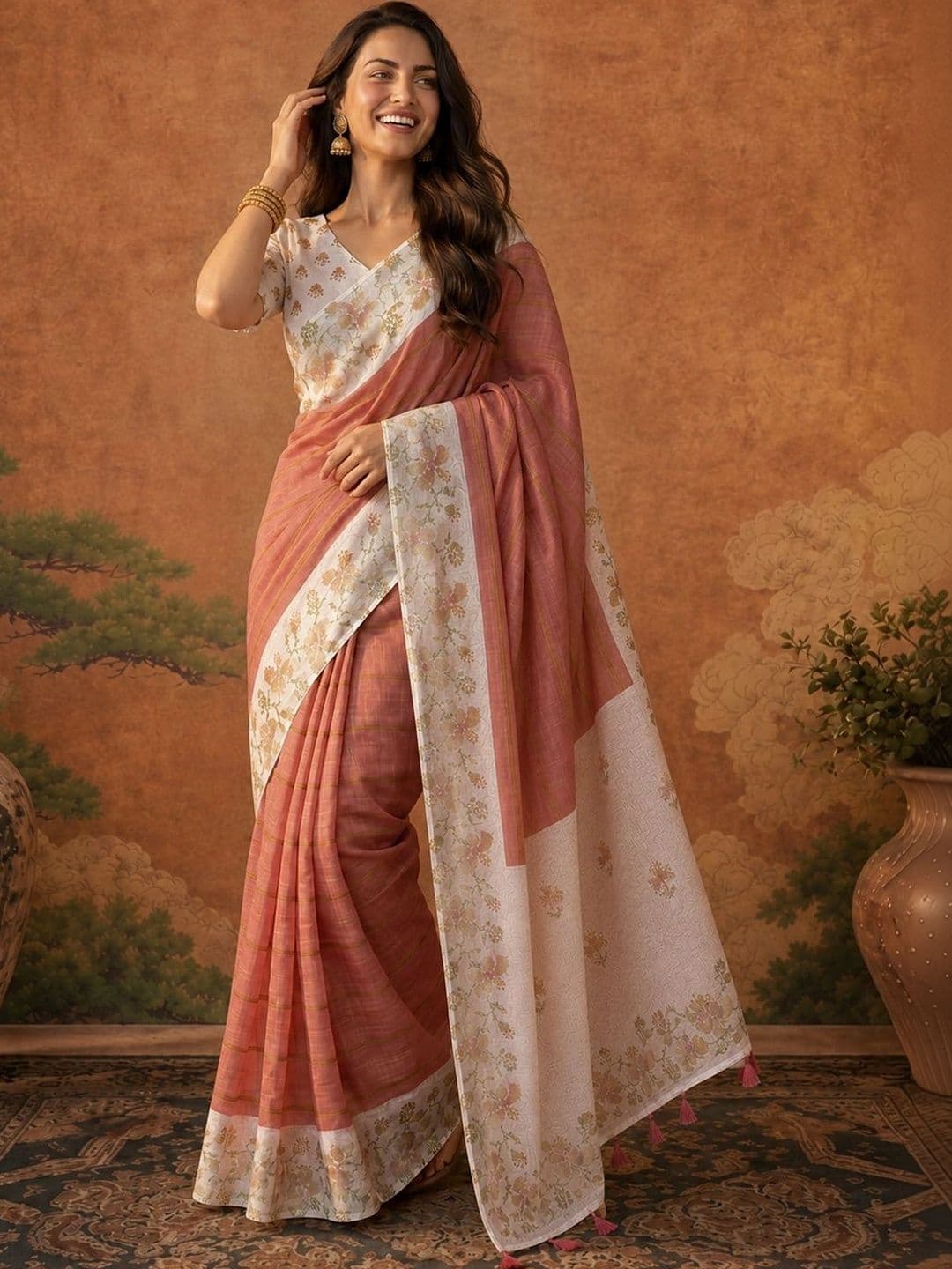 Suha Floral Silk Blend Saree - view 1