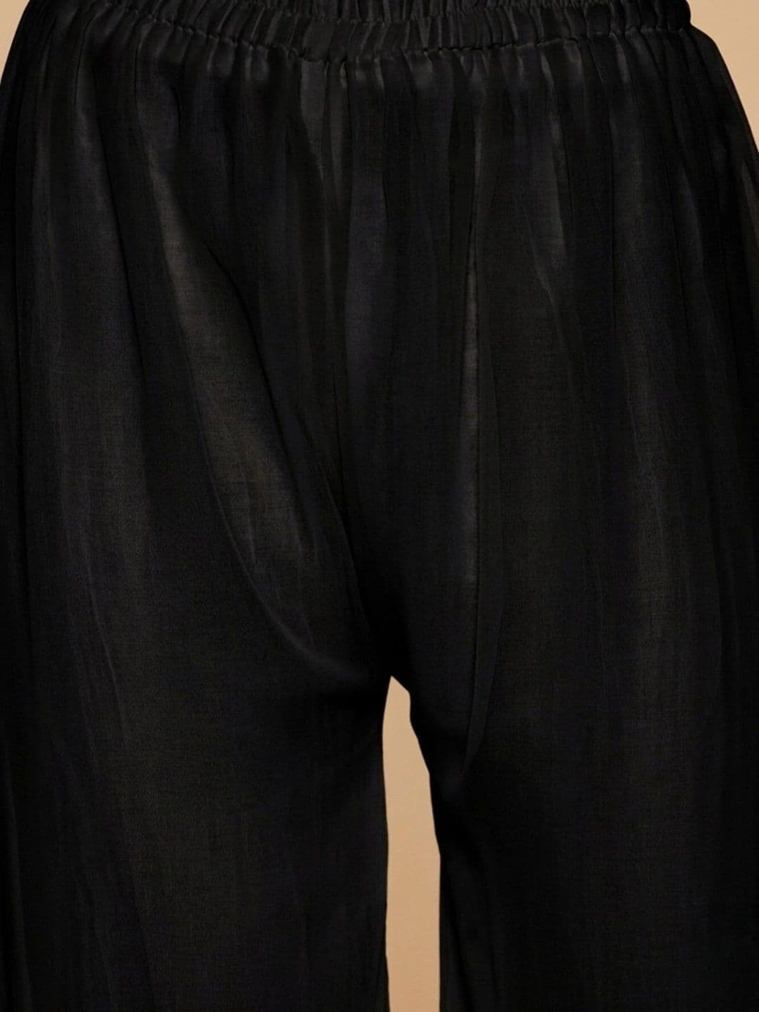HERE&NOW Women's Black Ethnic Motifs Embroidered Wide-Leg Fit Palazzos thumbnail 5