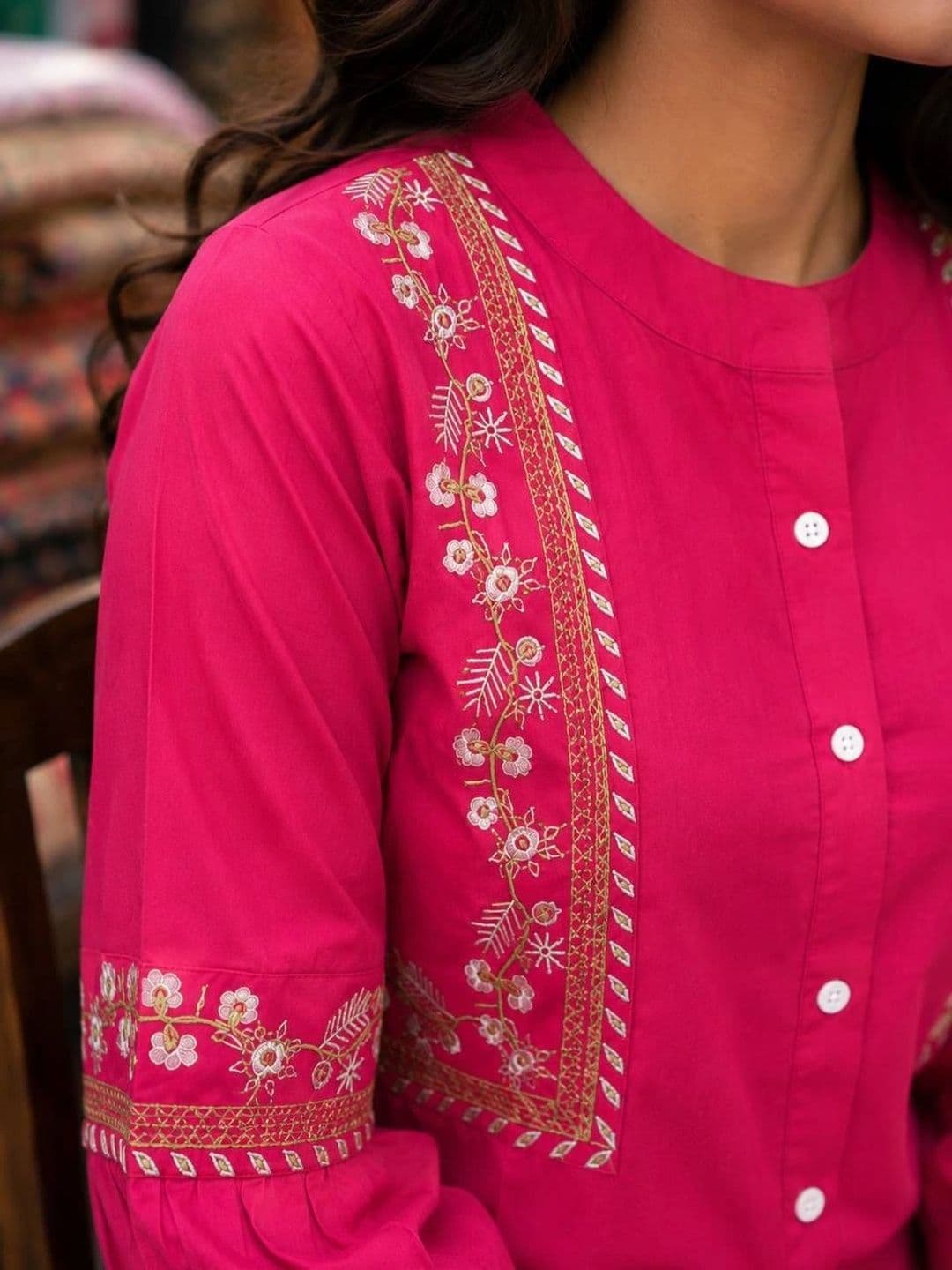 Gownwala Mandarin Collar Embroidered Tunic thumbnail 3