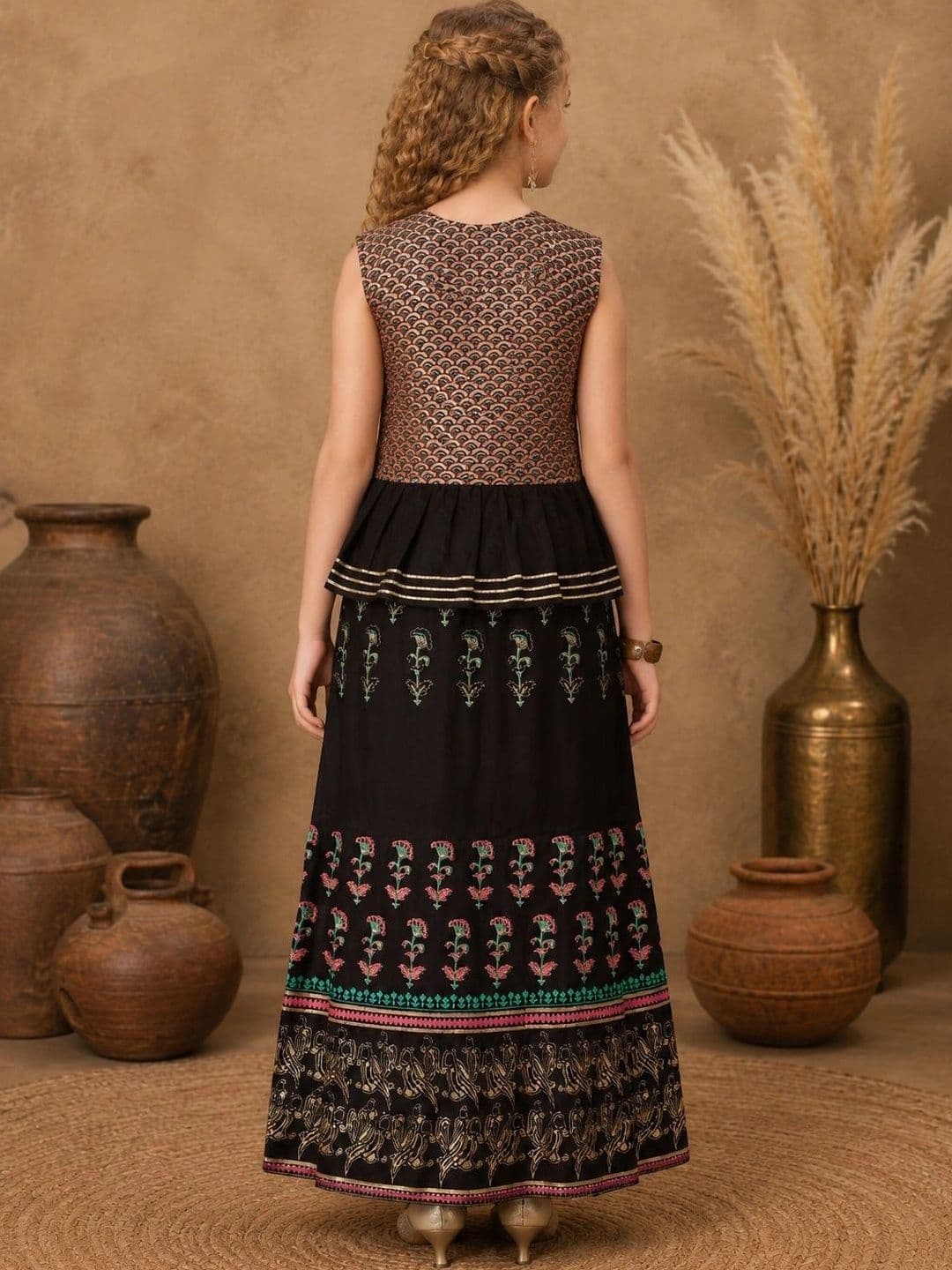 BAESD Girls Embellished Sequinned Ready to Wear Lehenga & thumbnail 4