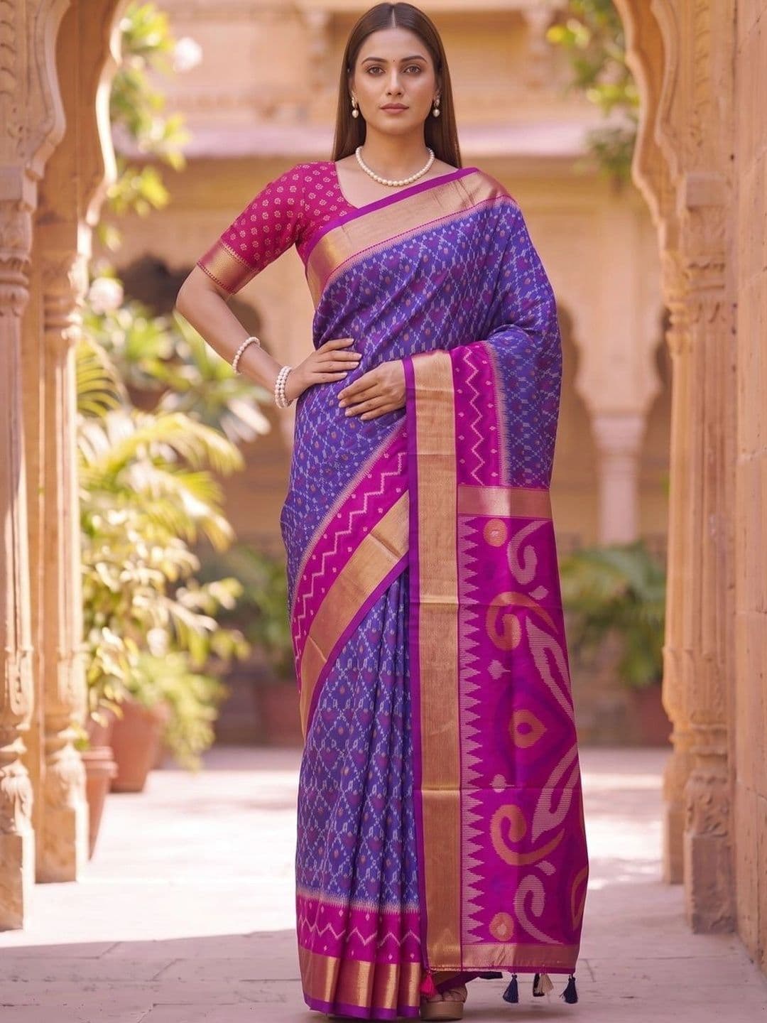 Mitera Zari Silk Blend Banarasi Saree - view 1