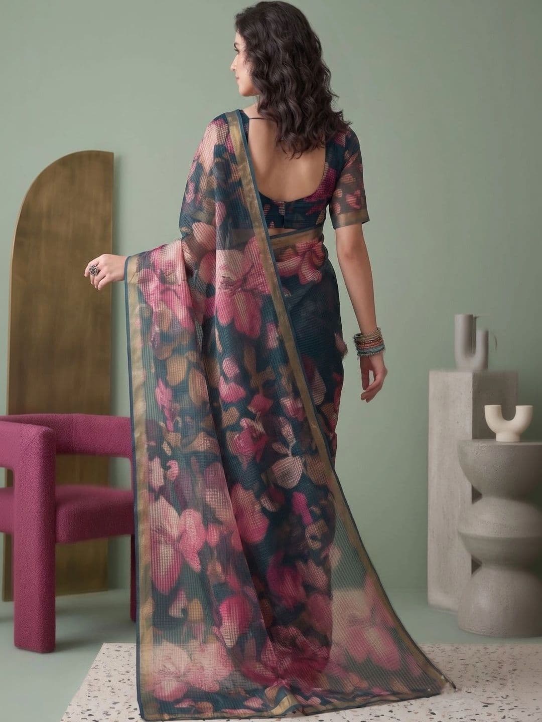 BORAD FASHION Designer Chanderi Saree thumbnail 2