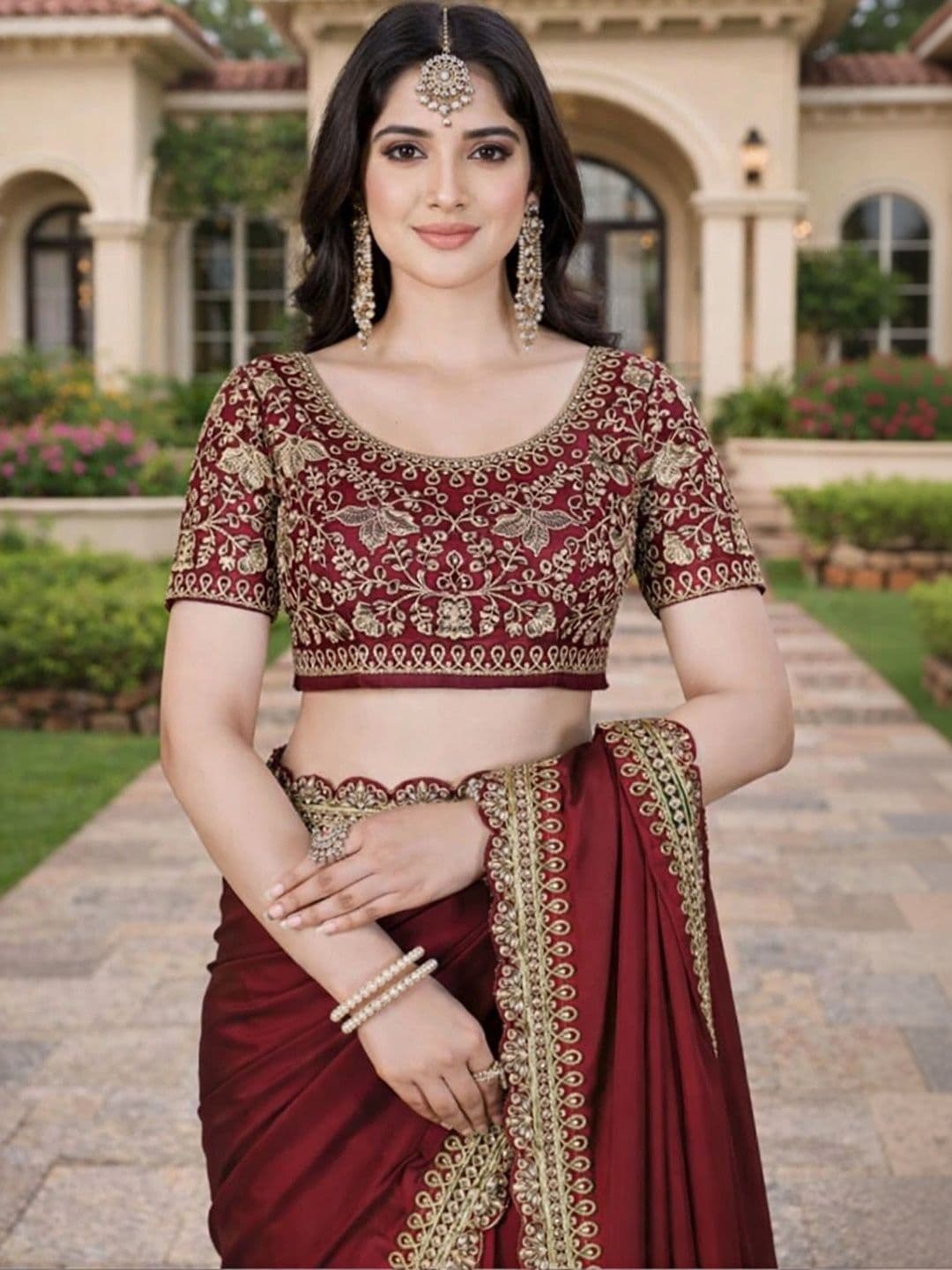 KALINI Embroidered Silk Blend Heavy Work Saree thumbnail 2