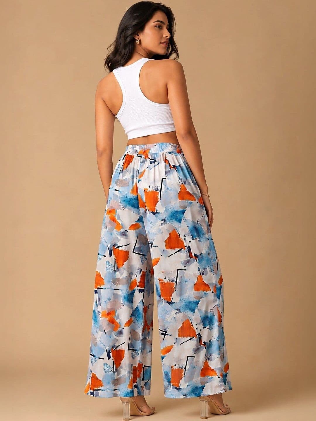 VSP CREATION Women Printed Chambray Palazzos thumbnail 2