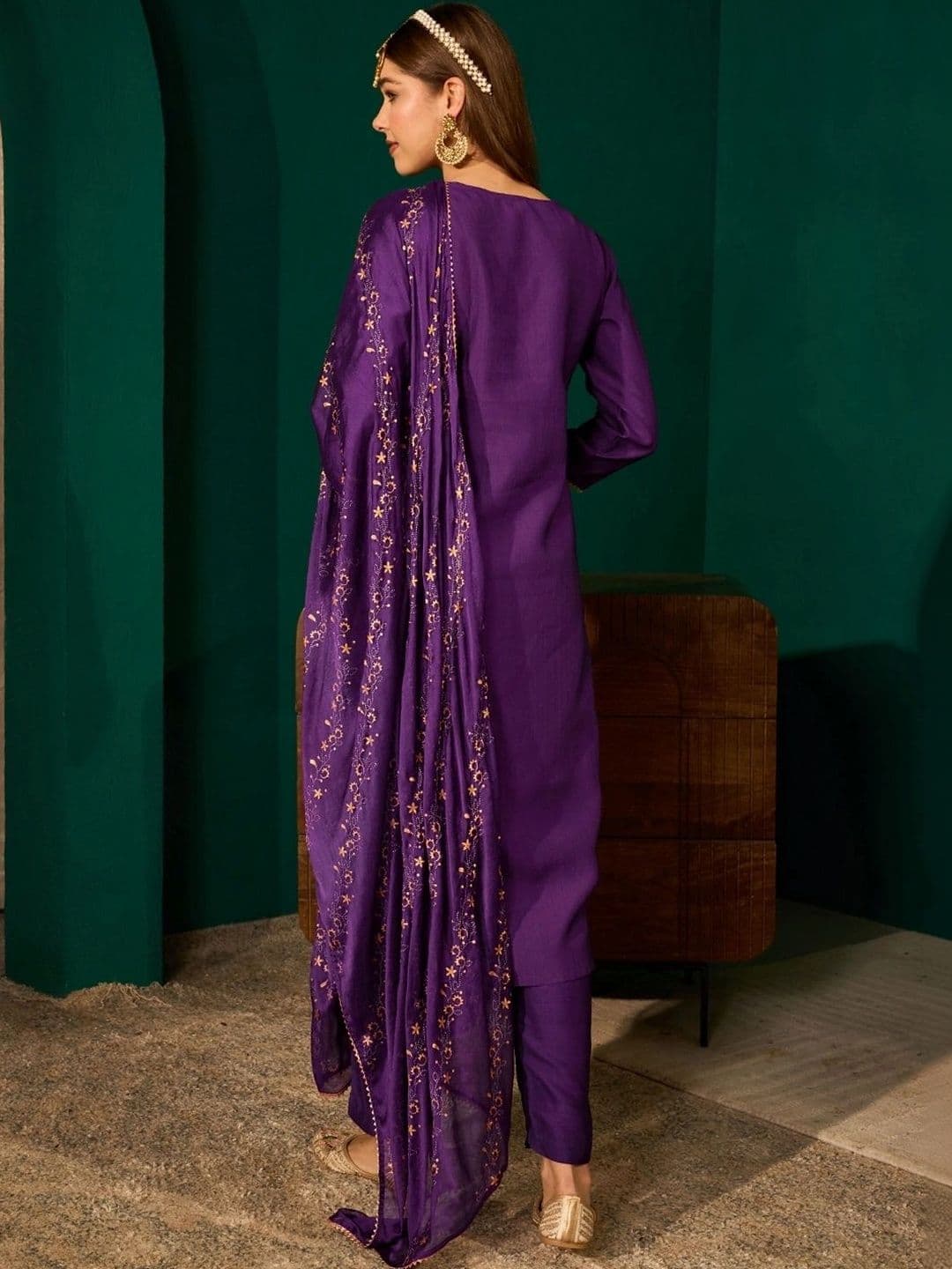 Moda Rapido Women Ethnic Motifs Embroidered Regular Kurta with Trousers & With Dupatta thumbnail 6