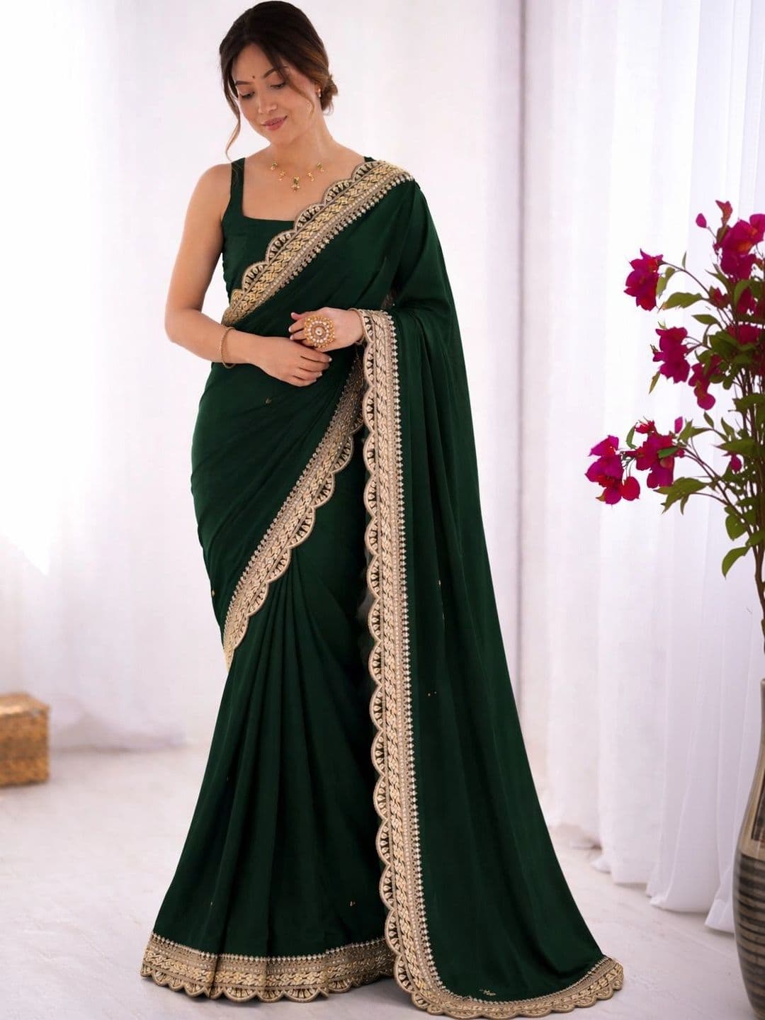 KALINI Silk Blend Heavy Work Saree - view 1