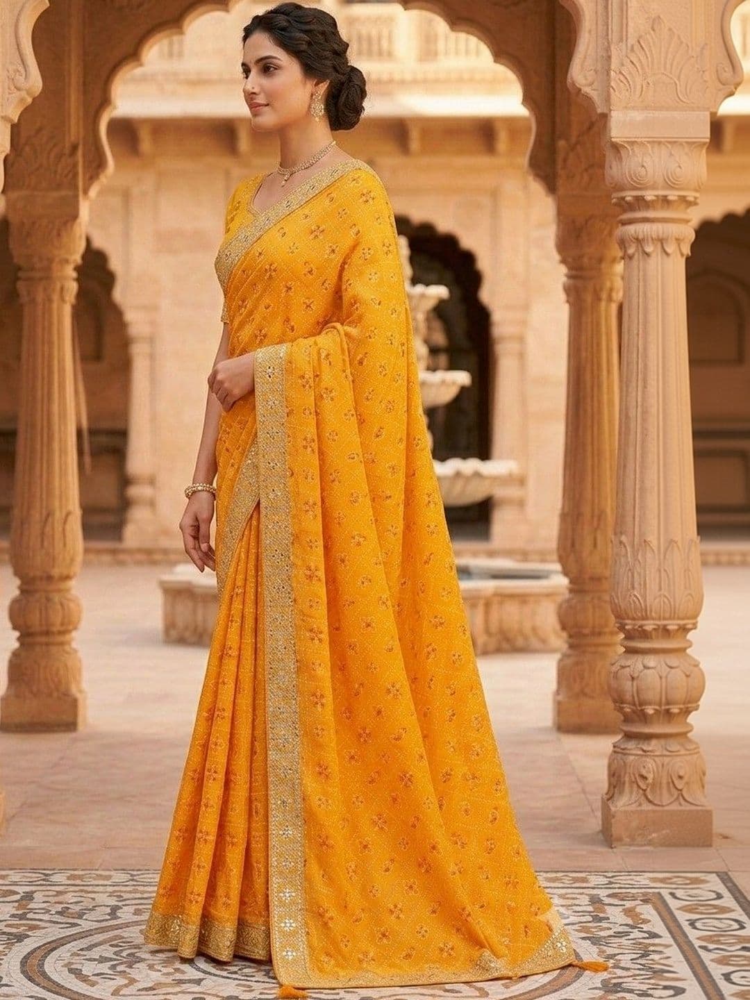 SmileyFashion Bandhani Embroidered Art Silk Designer Bandhani Saree thumbnail 2