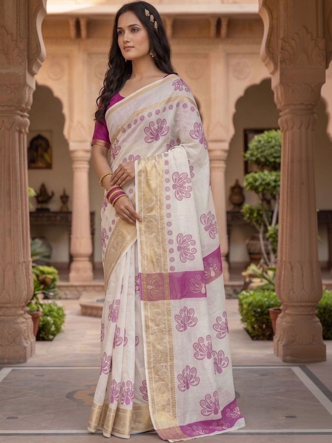 BORAD FASHION Designer Chanderi Saree thumbnail 3