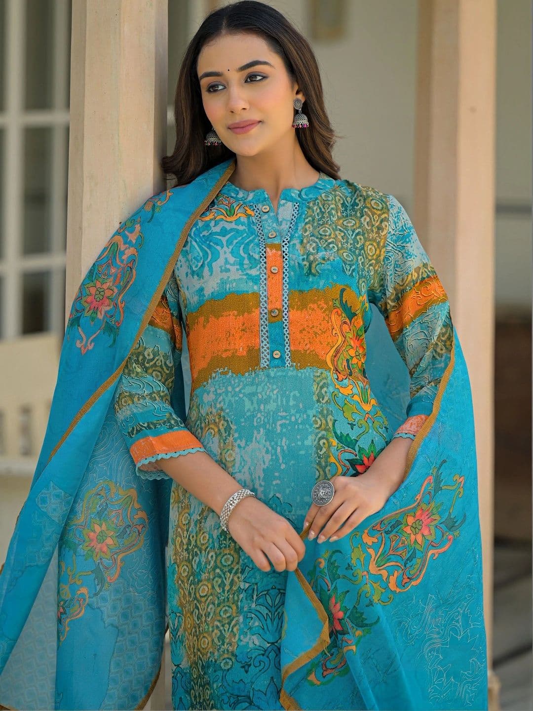 Stylet Women Ethnic Motifs Printed Regular Kurta with Palazzos & With Dupatta thumbnail 7
