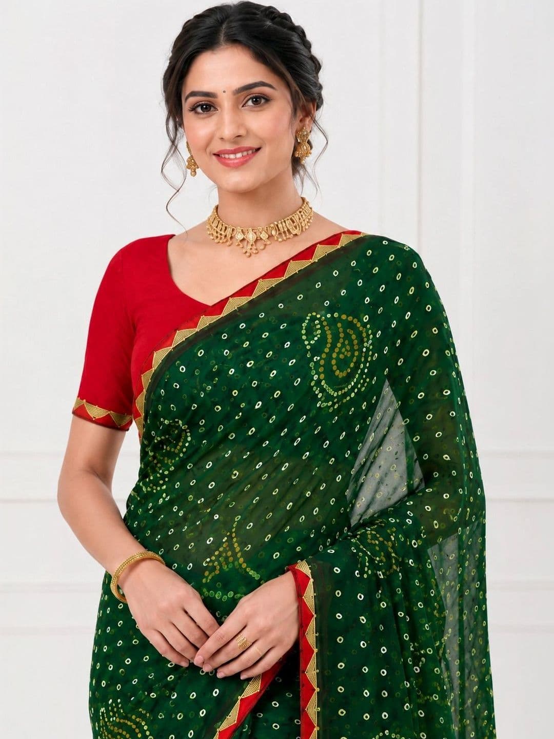 RENBRIZA Bandhani Poly Georgette Bandhani Saree - view 1