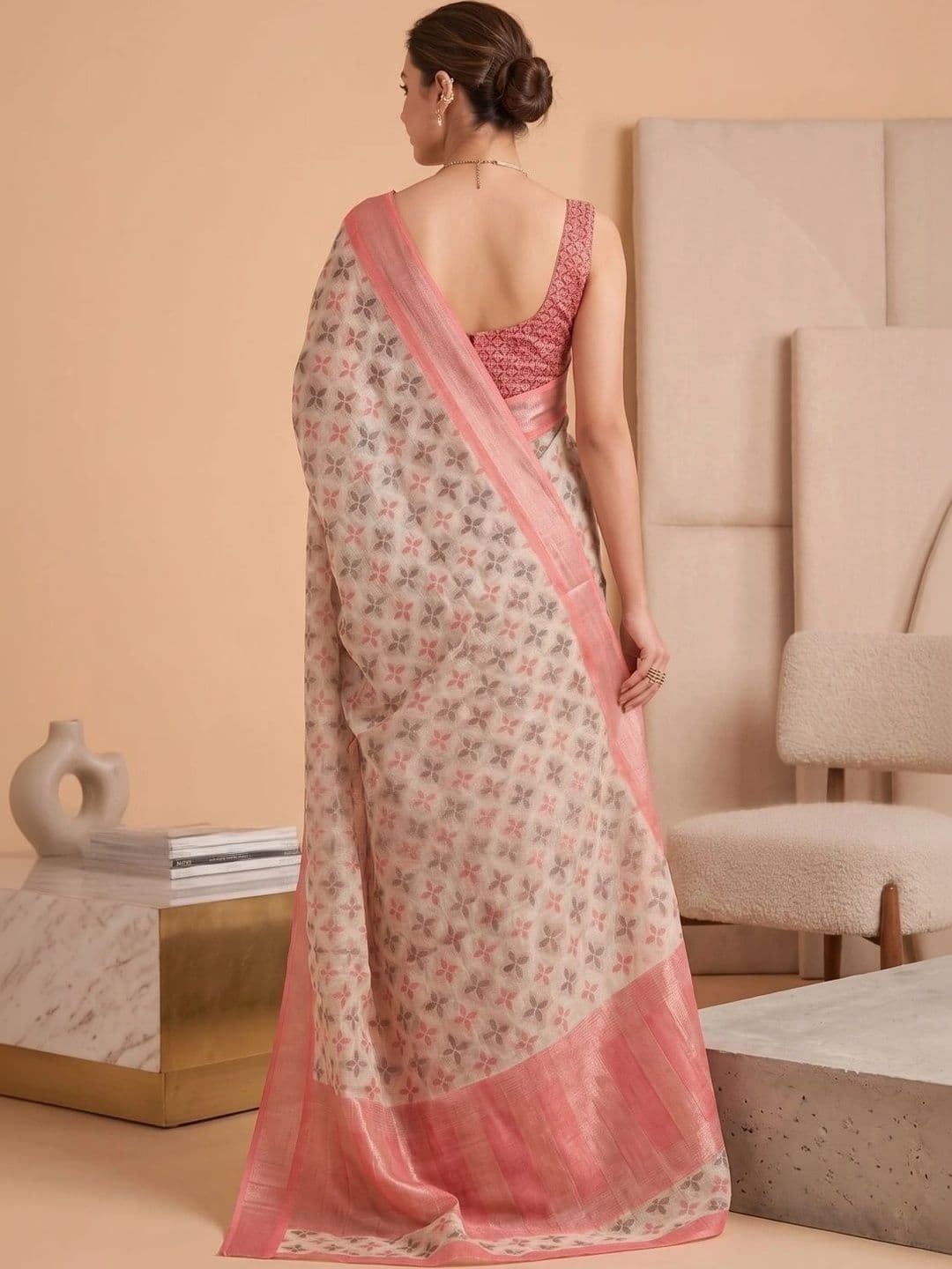 BORAD FASHION Designer Chanderi Saree thumbnail 4