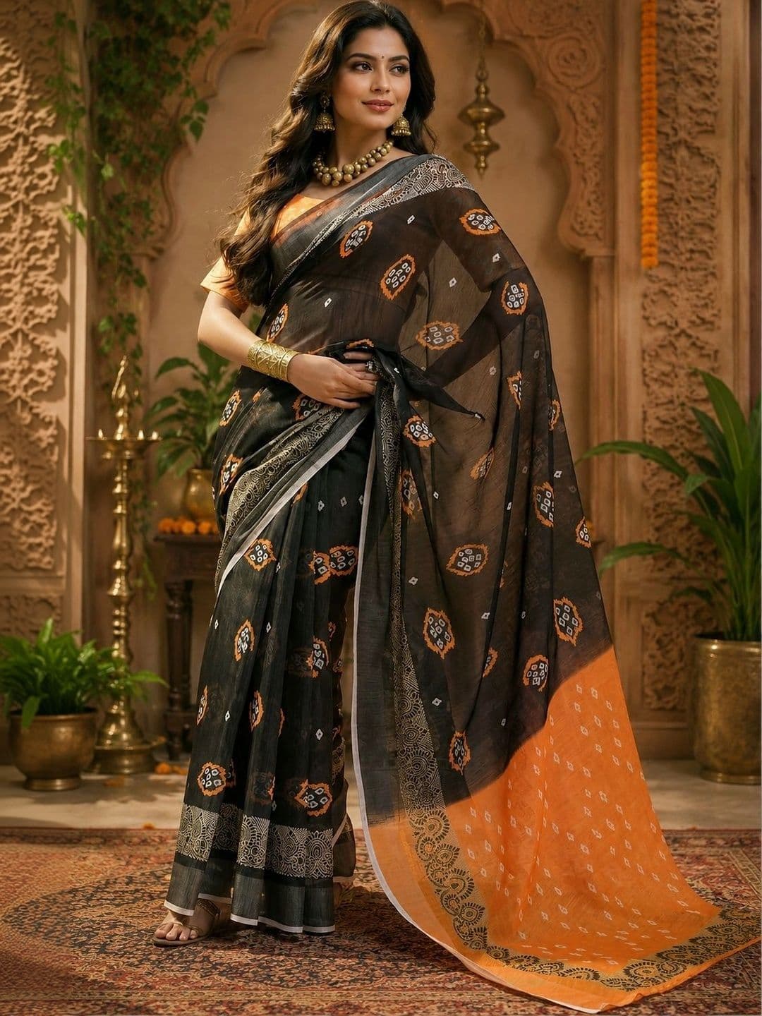 BORAD FASHION Bandhani Designer Chanderi Saree - view 1