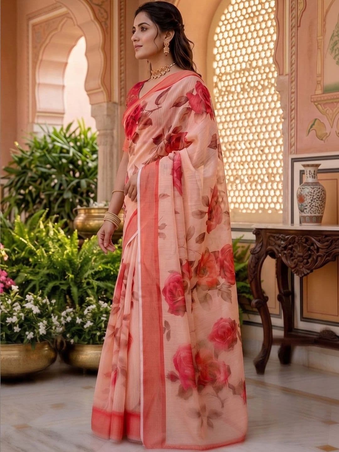 BORAD FASHION Floral Designer Chanderi Saree thumbnail 3
