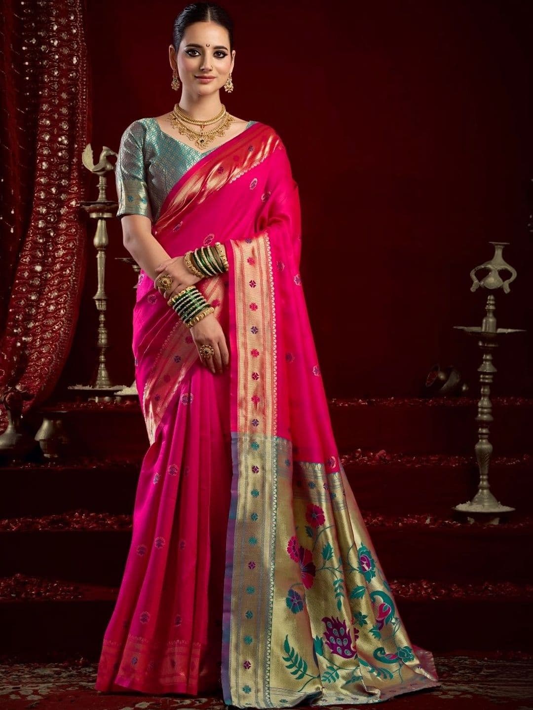 BORAD FASHION Woven Design Zari Silk Blend Designer Paithani Saree - view 1