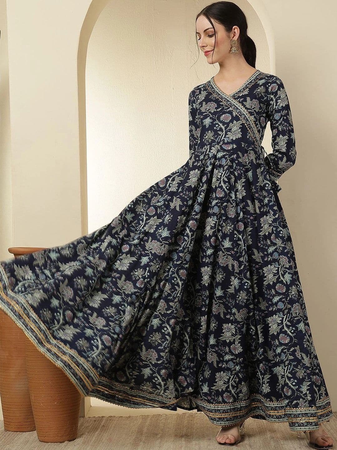 Sangria Women Floral Printed Indie Florals Anarkali Kurta - view 1