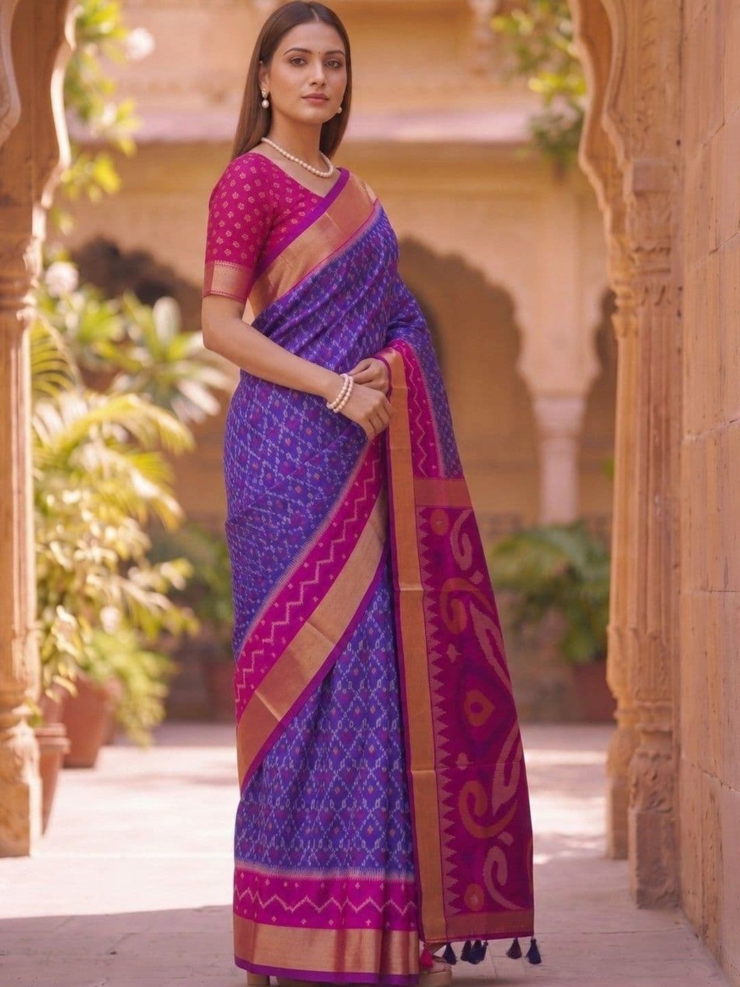 Mitera Zari Silk Blend Banarasi Saree thumbnail 2
