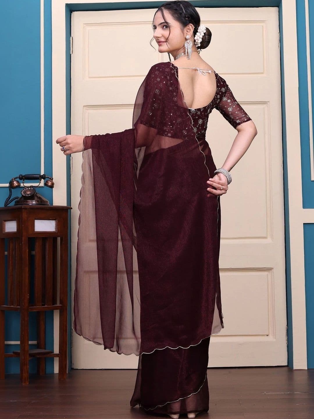SINGHVI COUTURE Embroidered Organza Saree thumbnail 5