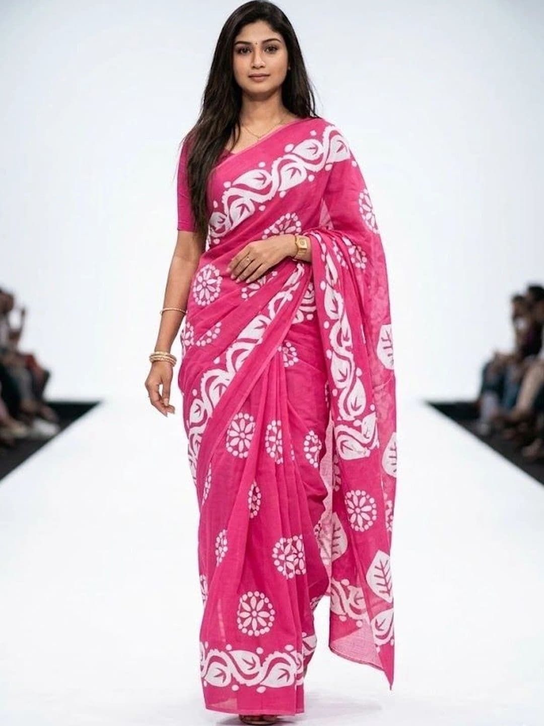 BARATHEON Batik Pure Cotton Saree thumbnail 4