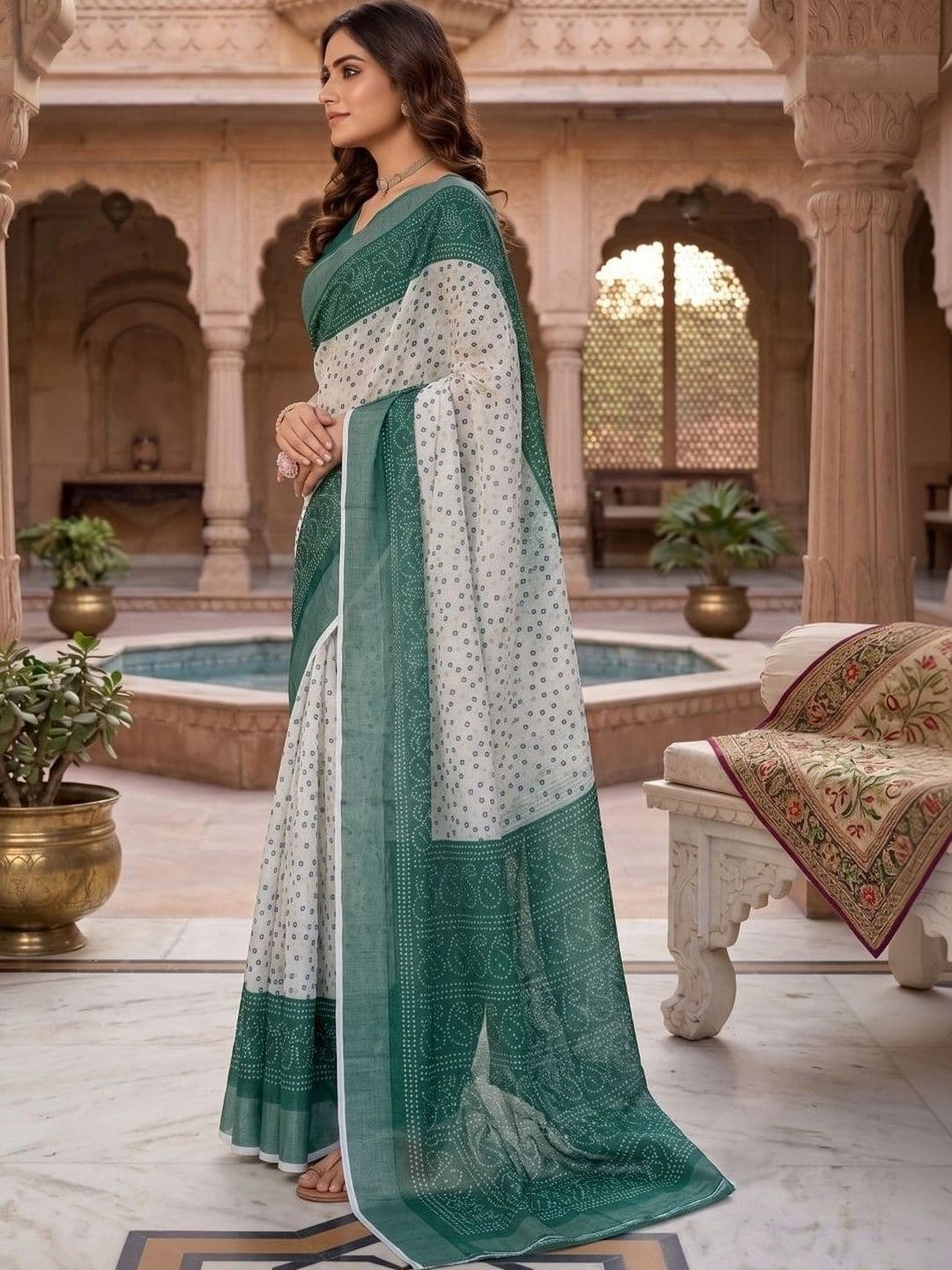 BORAD FASHION Women Bandhani Designer Chanderi Saree thumbnail 4