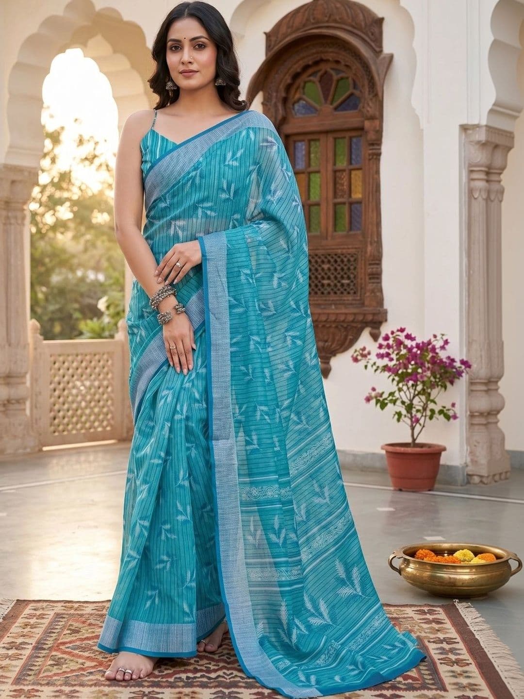 BORAD FASHION Striped Designer Chanderi Saree - view 1