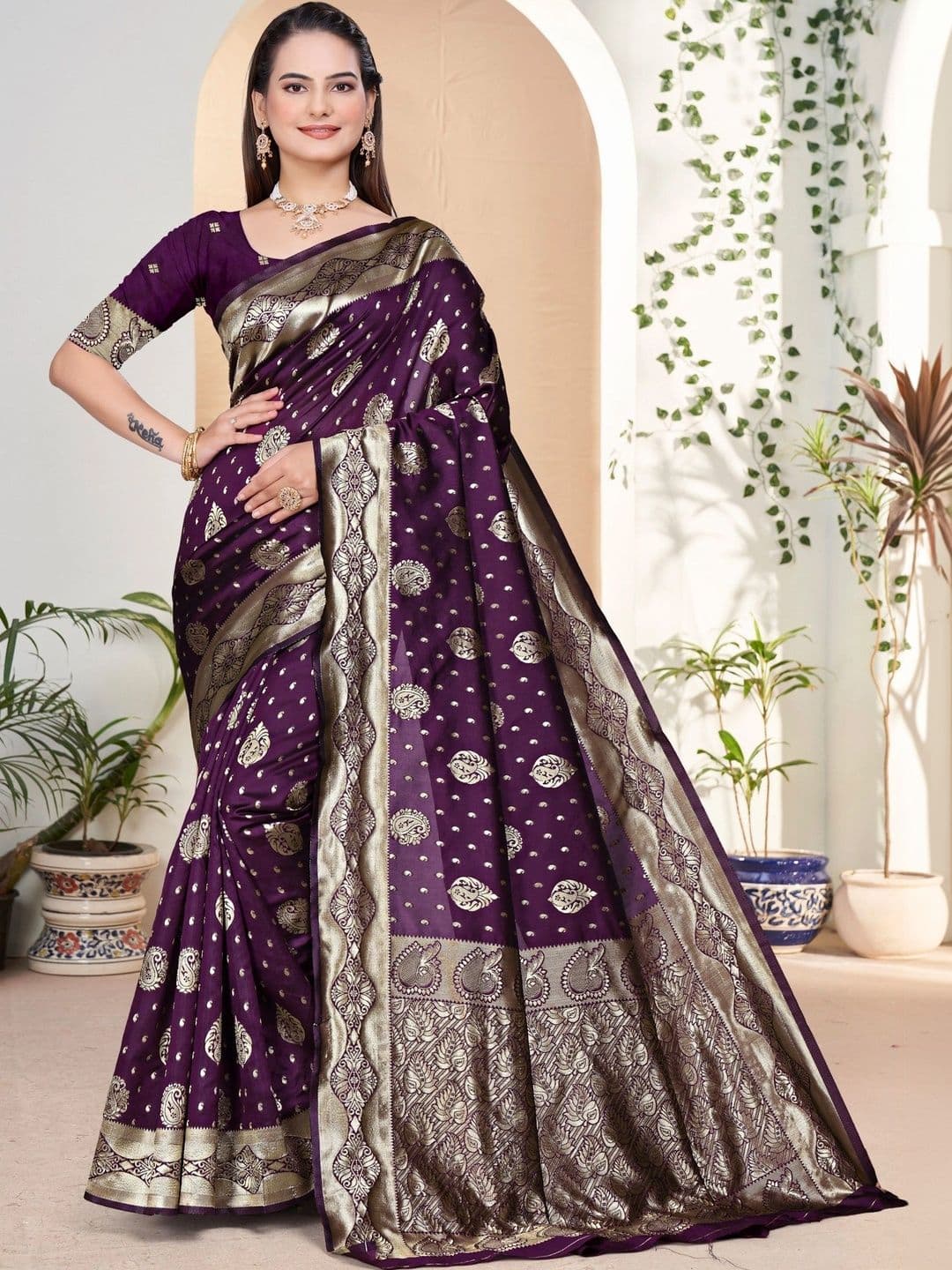 revika Woven Design Zari Art Silk Designer Kanjeevaram Saree - view 1