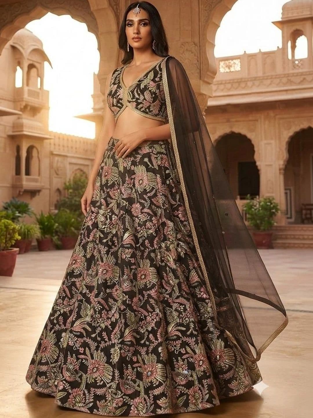 Indi Kal Embroidered Sequinned Ready to Wear Lehenga & Blouse With Dupatta - view 1