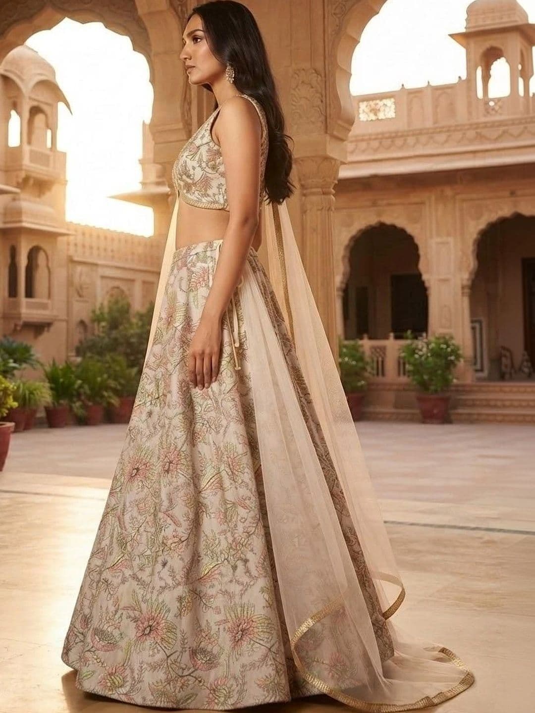 Indi Kal Embroidered Sequinned Ready to Wear Lehenga & Blouse With Dupatta thumbnail 5