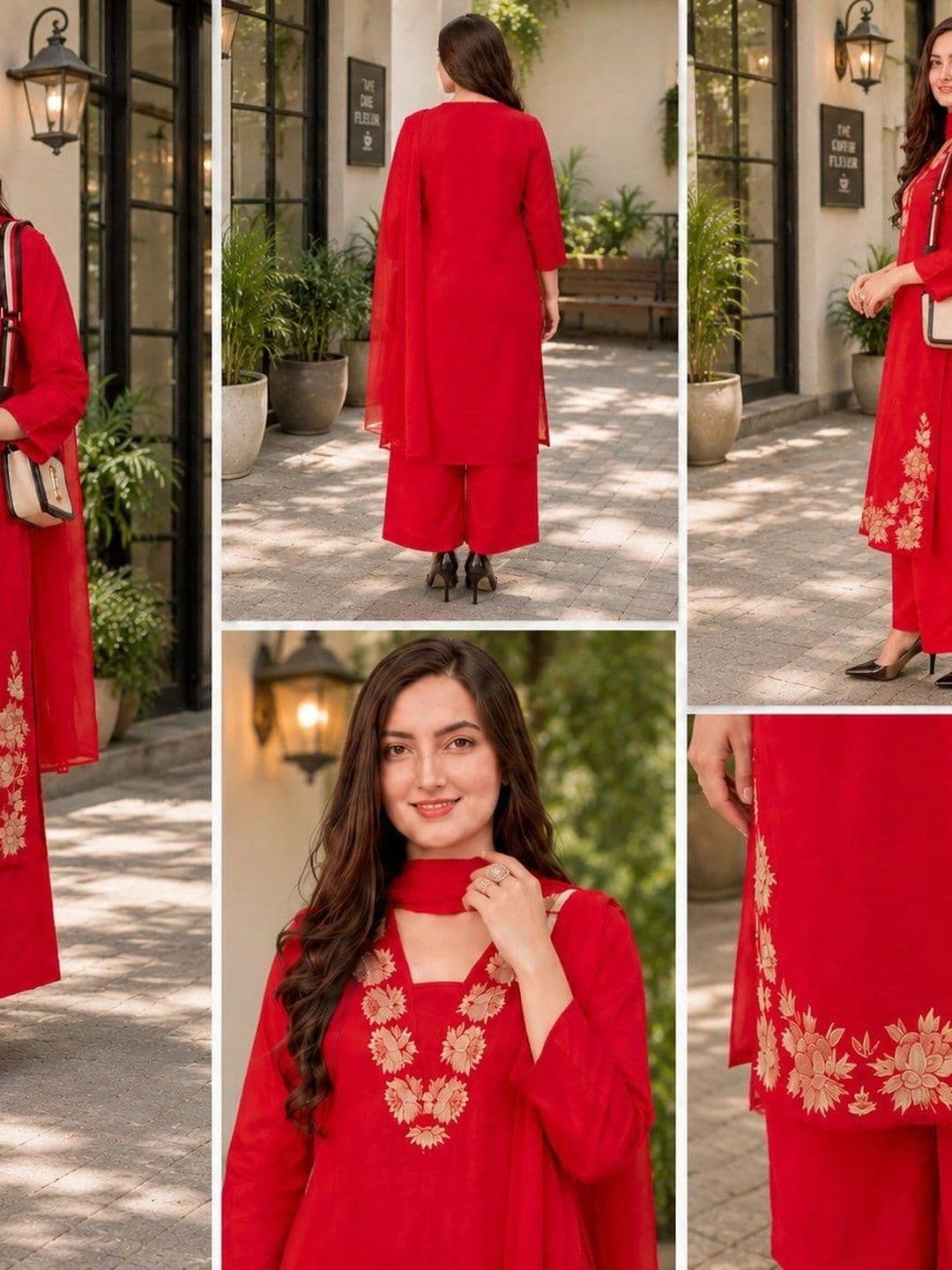 SZN Women Ethnic Motifs Embroidered Regular Thread Work Kurta with Palazzos & With Dupatta thumbnail 5