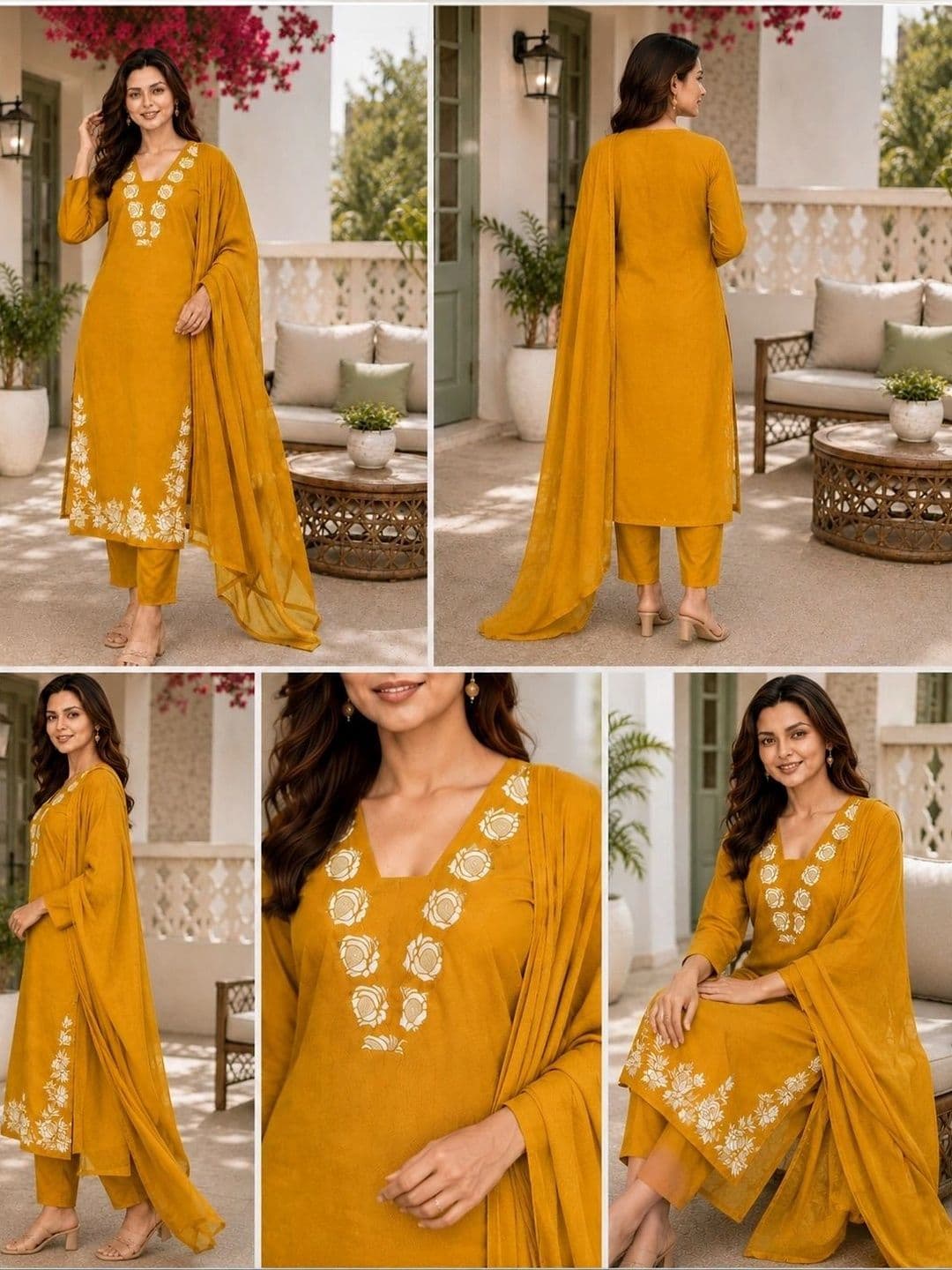 SZN Women Ethnic Motifs Embroidered Regular Thread Work Kurta with Trousers & With Dupatta thumbnail 3