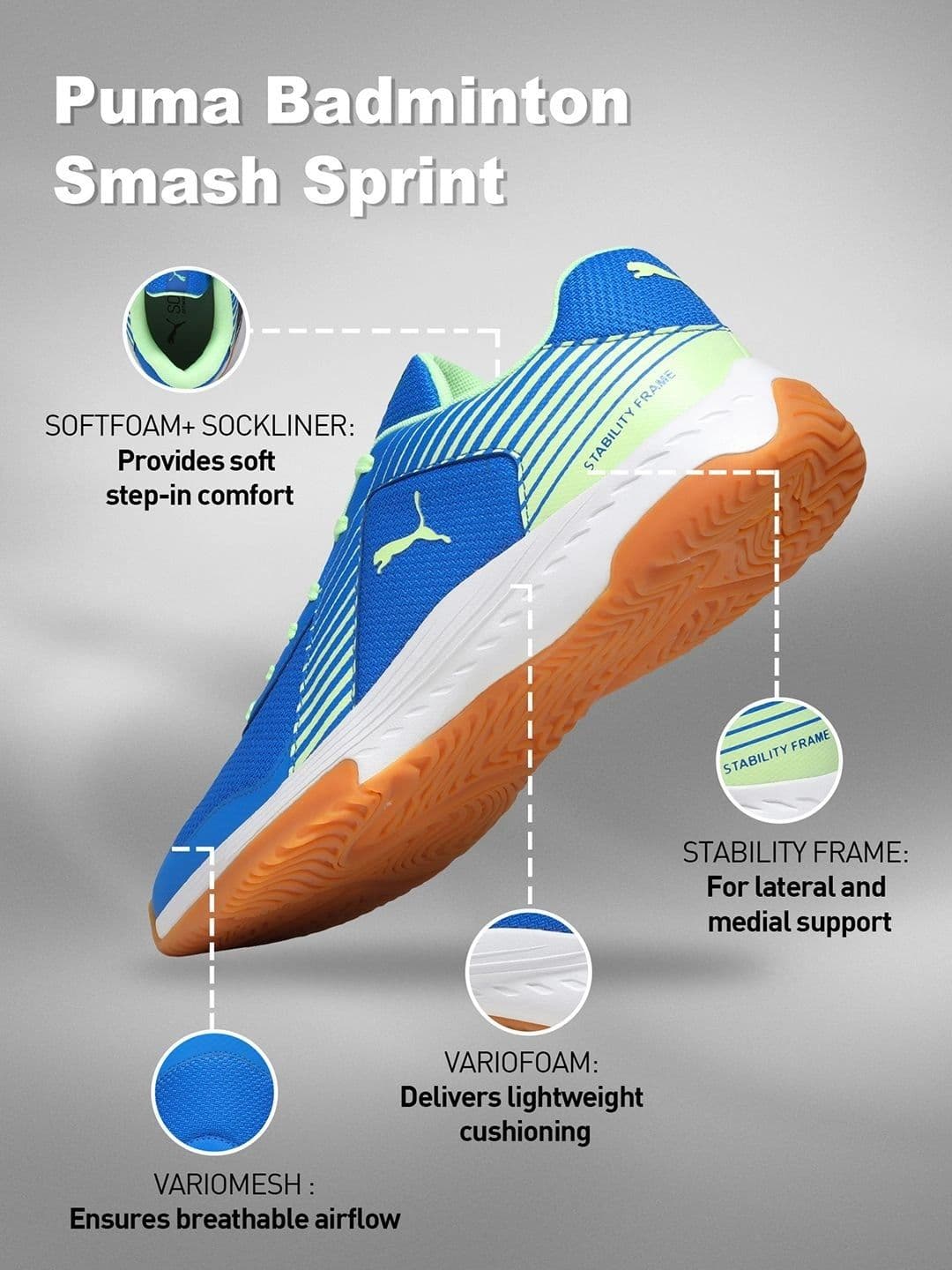 Puma Badminton Smash Sprint Indoor Sports Shoes thumbnail 2
