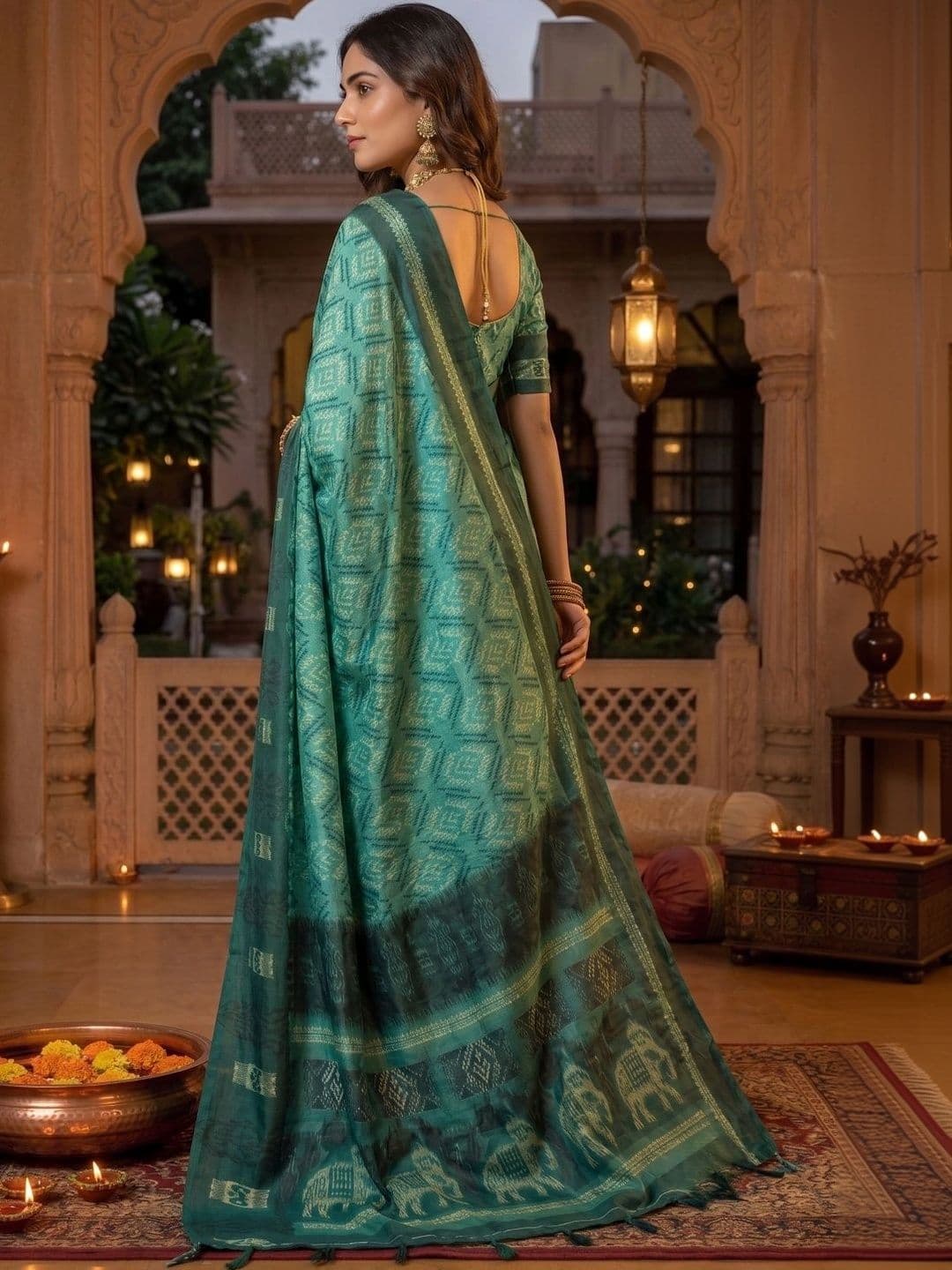 BORAD FASHION Designer Chanderi Saree thumbnail 4