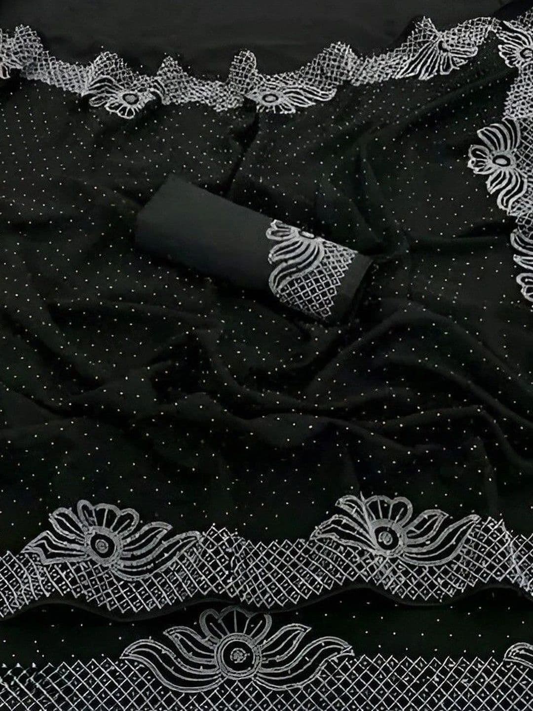 RENBRIZA Embroidered Poly Georgette Saree thumbnail 4