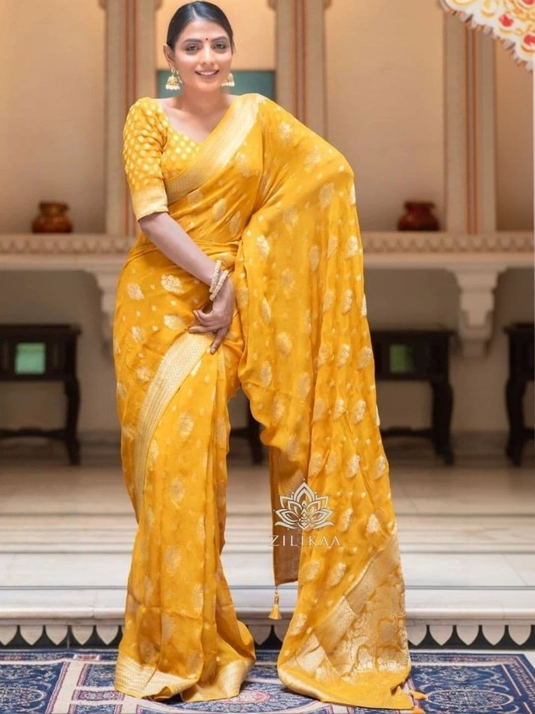 revika Woven Design Zari Art Silk Designer Kanjeevaram Saree - view 1