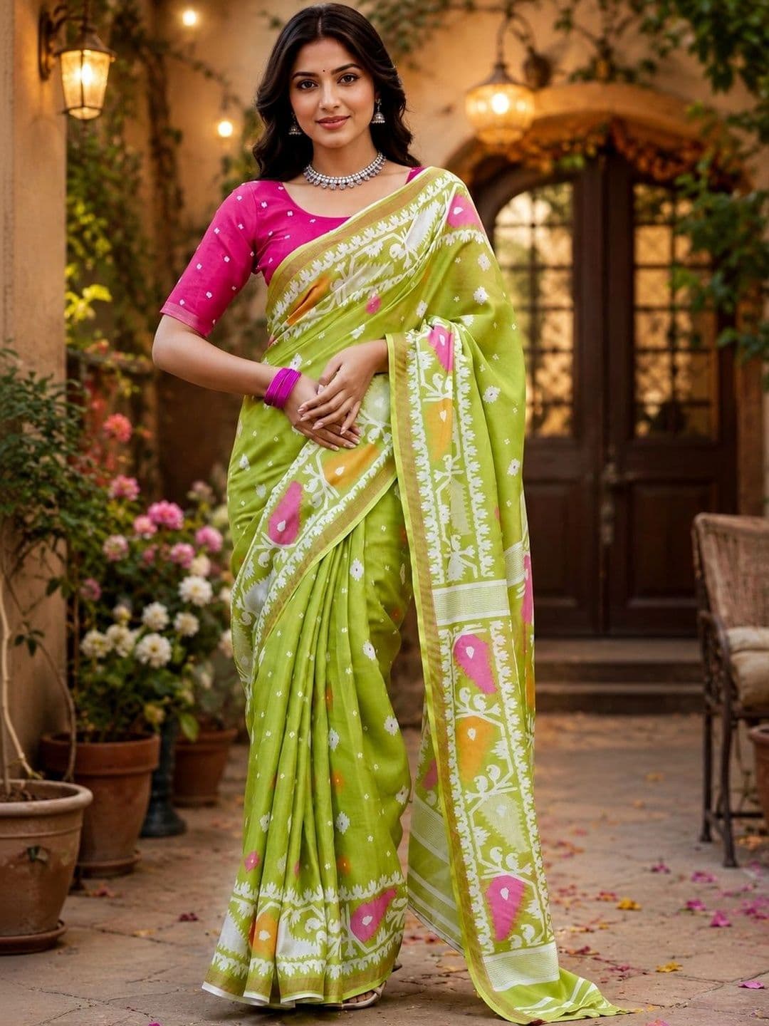 BORAD FASHION Designer Women Chanderi Saree - view 1